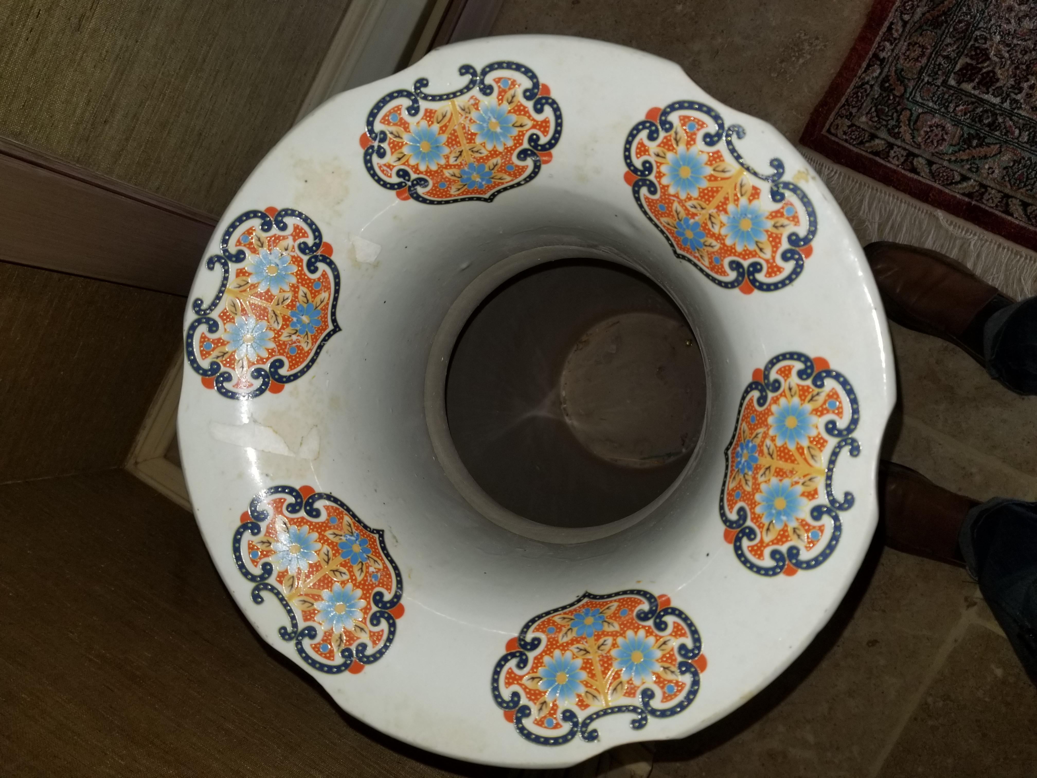 20th century pair of tall Chinese vases with decorative scenes.
 