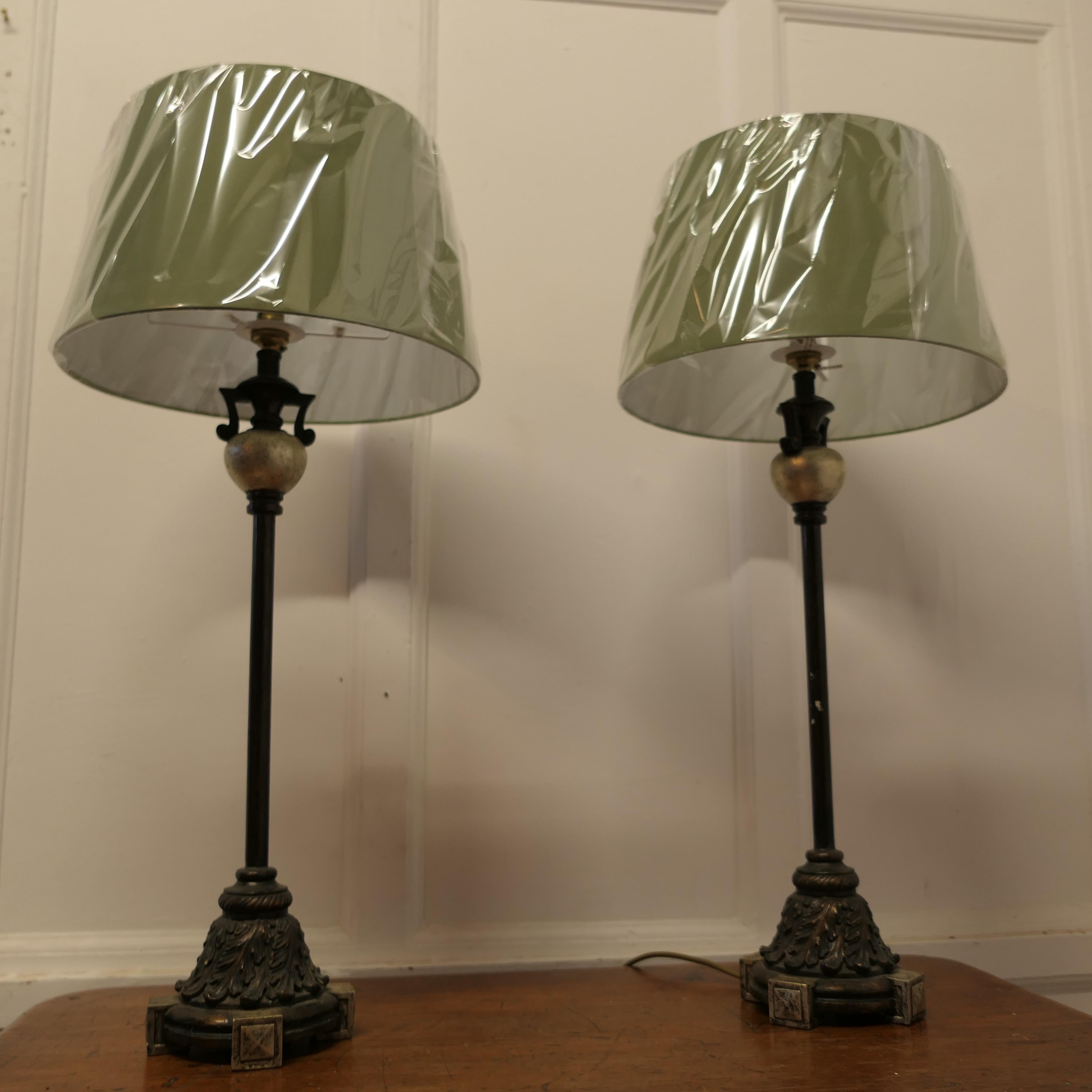 Classical Greek Pair of  Tall Classical Style Column Table Lamps  These are a very stylish pair  For Sale