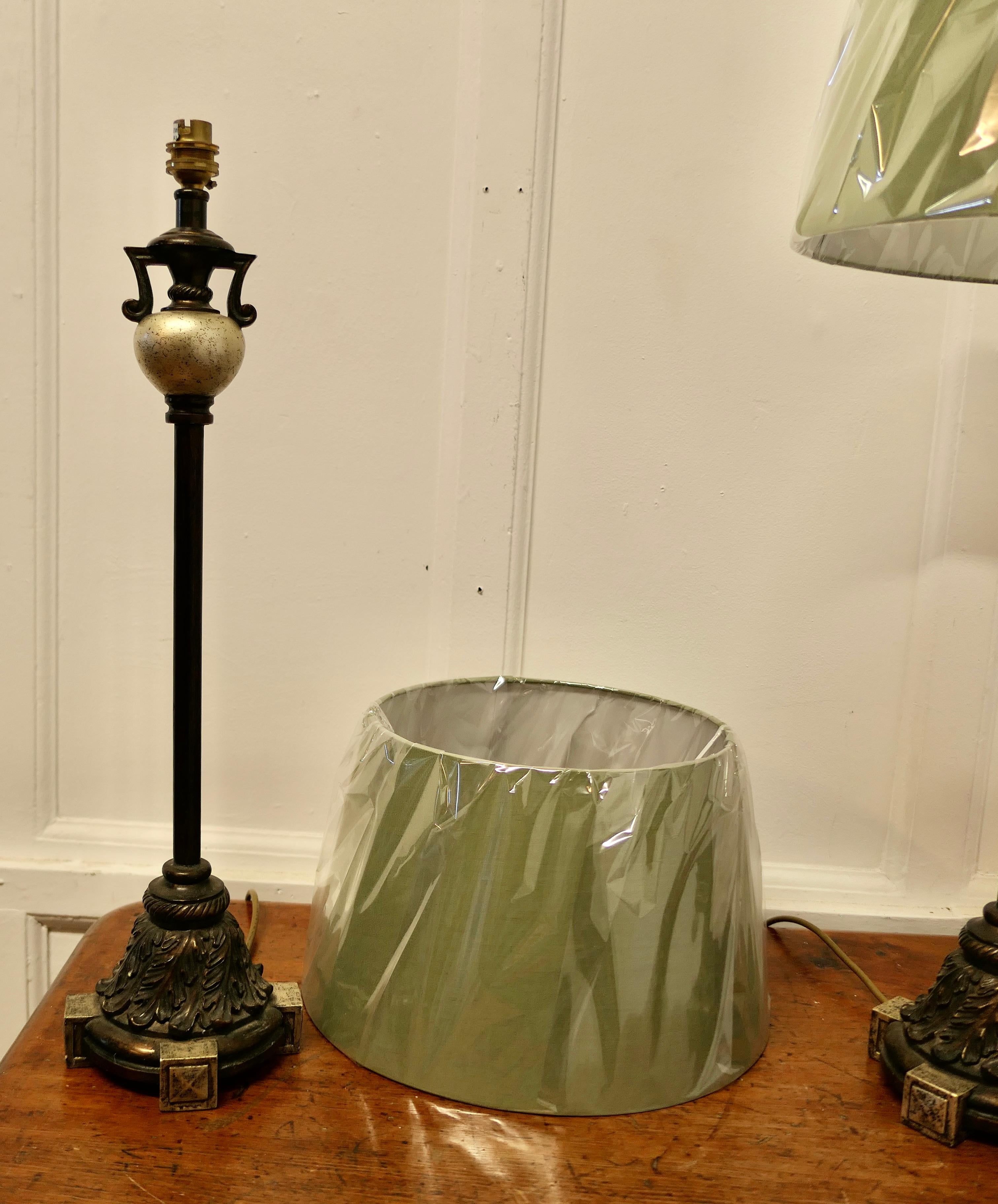 Mid-20th Century Pair of  Tall Classical Style Column Table Lamps  These are a very stylish pair