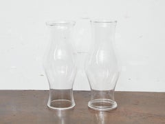 Pair of Tall Clear Glass Hurricane Shades, English circa 1900