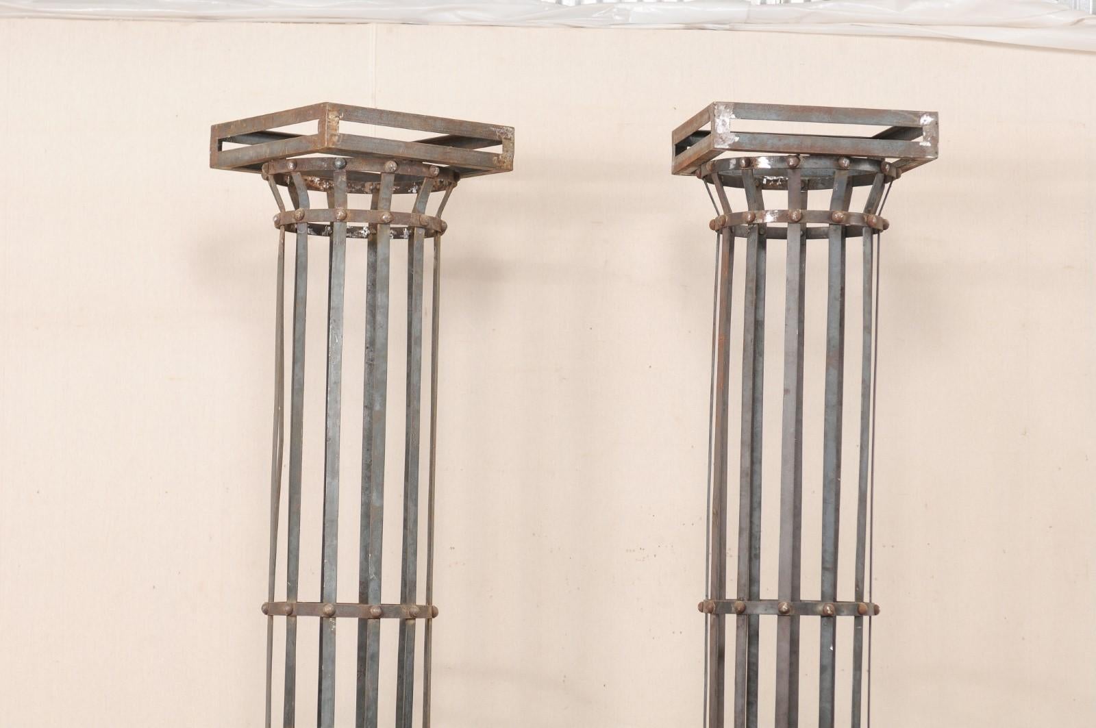 Pair of Tall Contemporary American Iron Architectural Columns 1