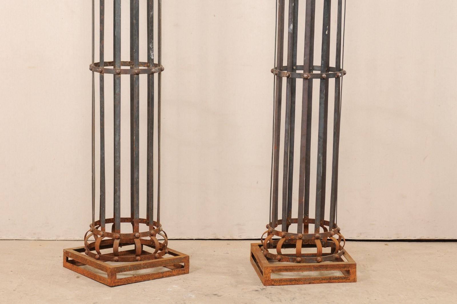 Pair of Tall Contemporary American Iron Architectural Columns 3