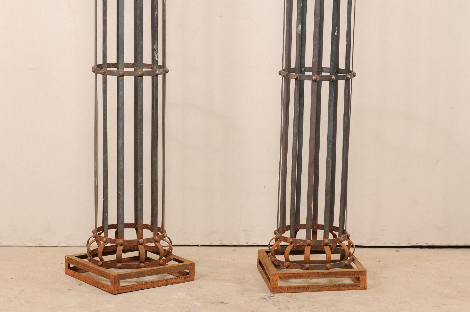 Pair of Tall Contemporary American Iron Architectural Columns 4