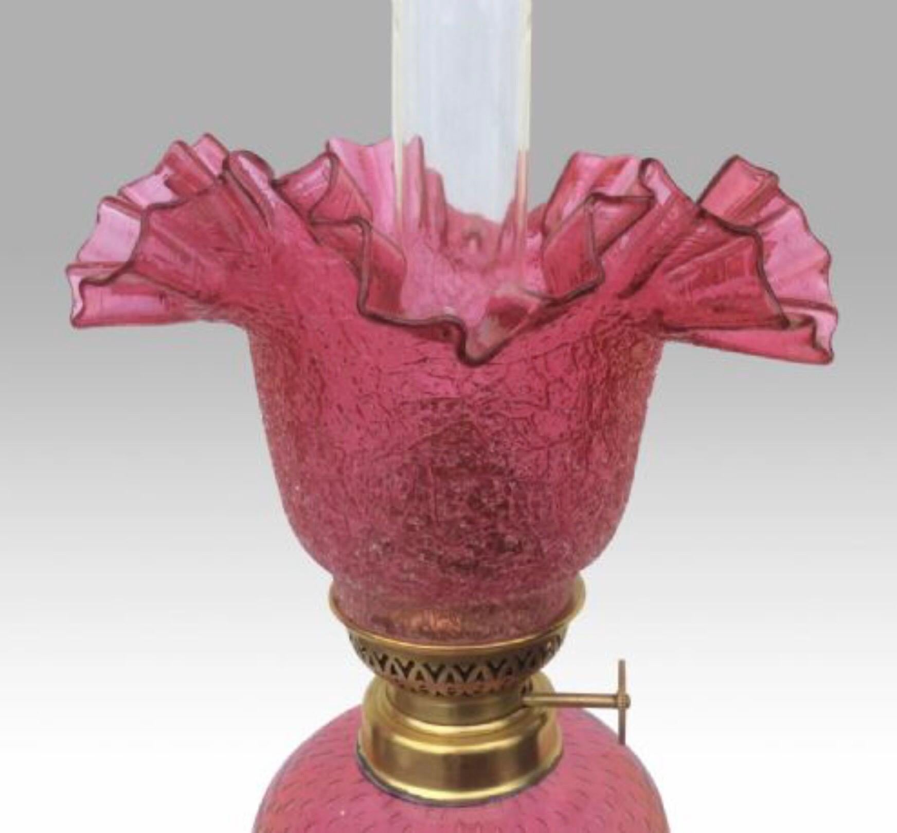cranberry glass oil lamp