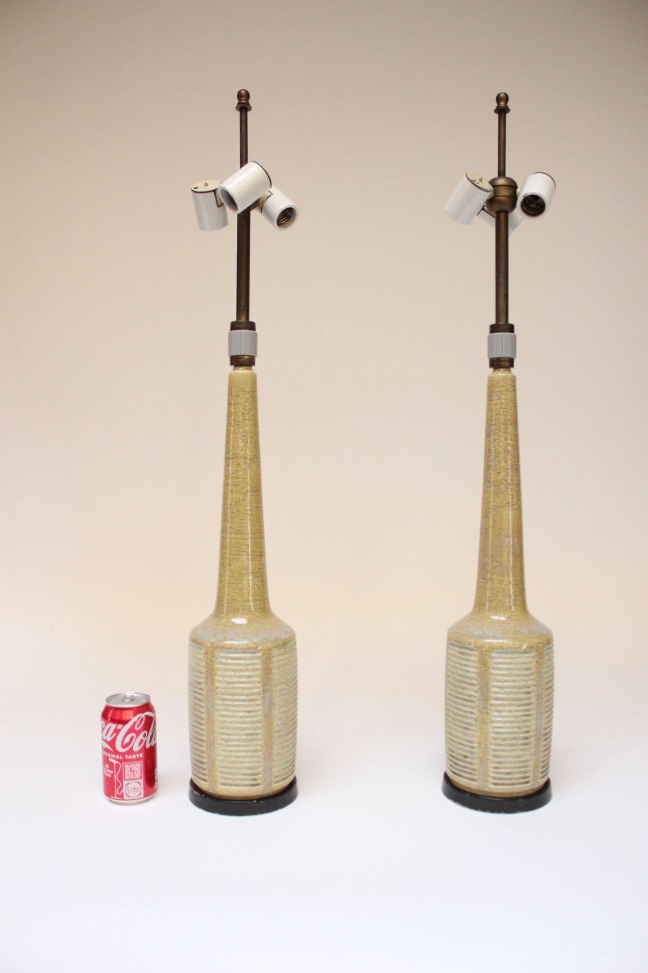 Scandinavian Modern Pair of Tall Danish Modern Ceramic Lamps by Palshus for Hansen Lighting Company For Sale