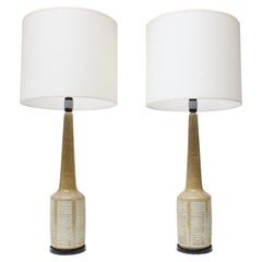 Pair of Tall Danish Modern Ceramic Lamps by Palshus for Hansen Lighting Company