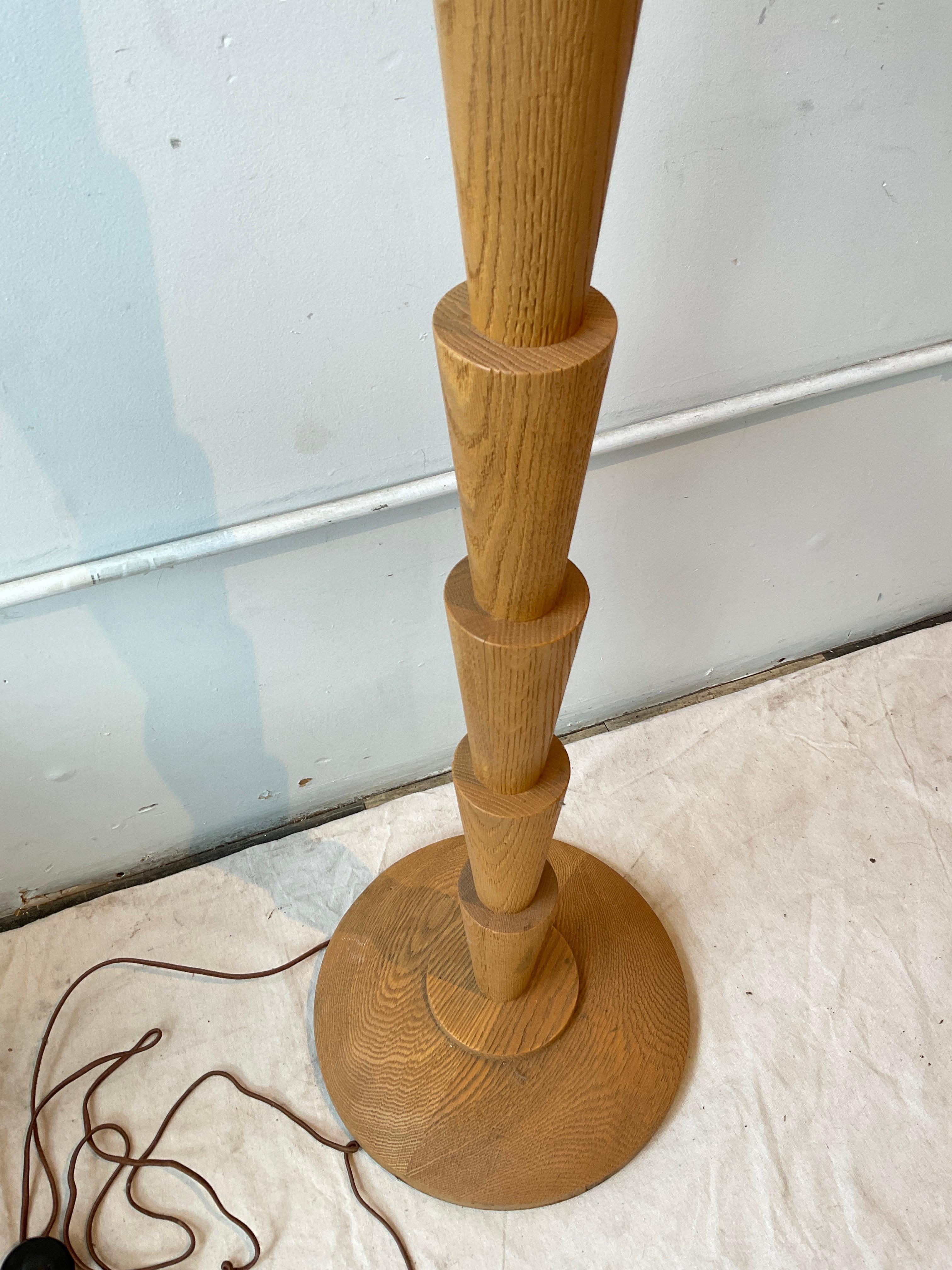 Pair Of Tall Deco Style Wood Floor Lamps For Sale 4