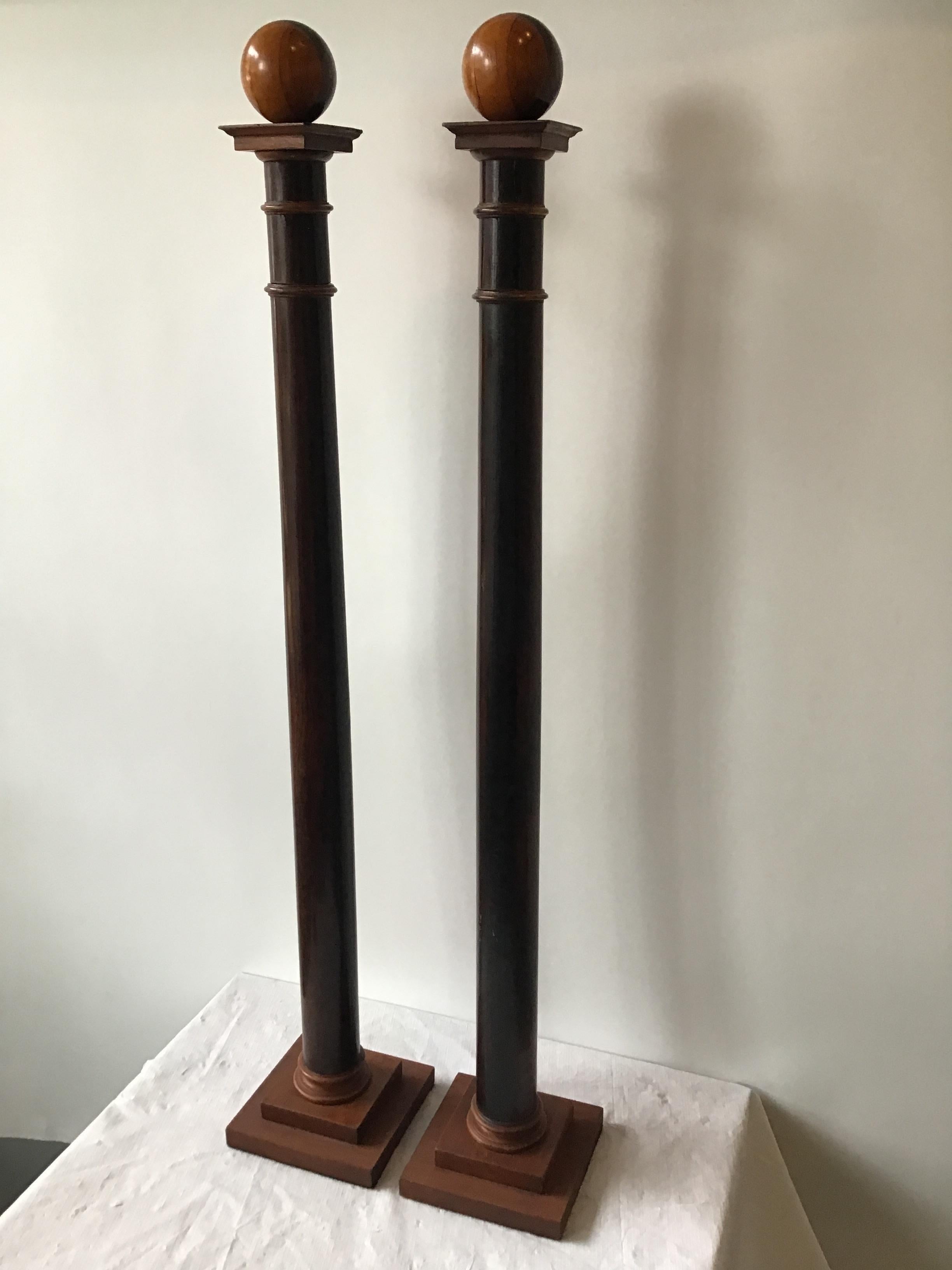Pair of decorative wood columns. Custom made for a Hamptons home.