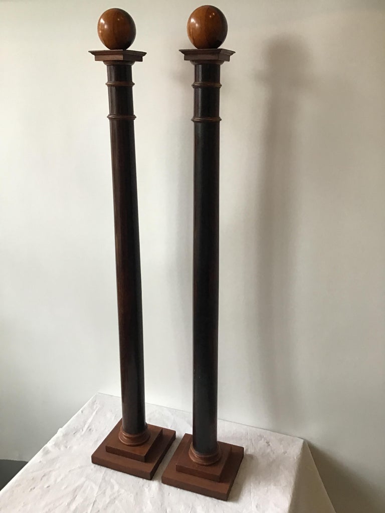Pair of Tall Decorative Wood Columns For Sale at 1stDibs