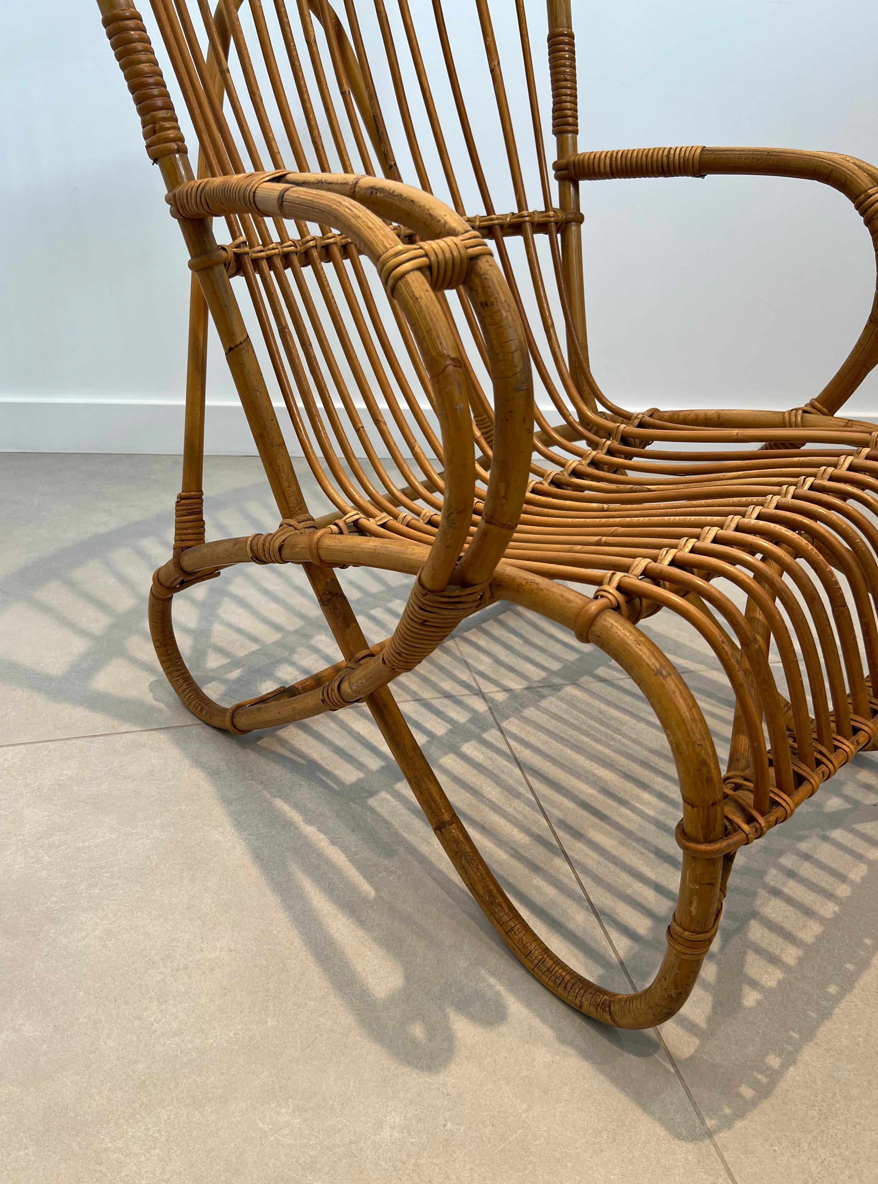 Paire de fauteuils hauts en rotin Design/One en vente 6