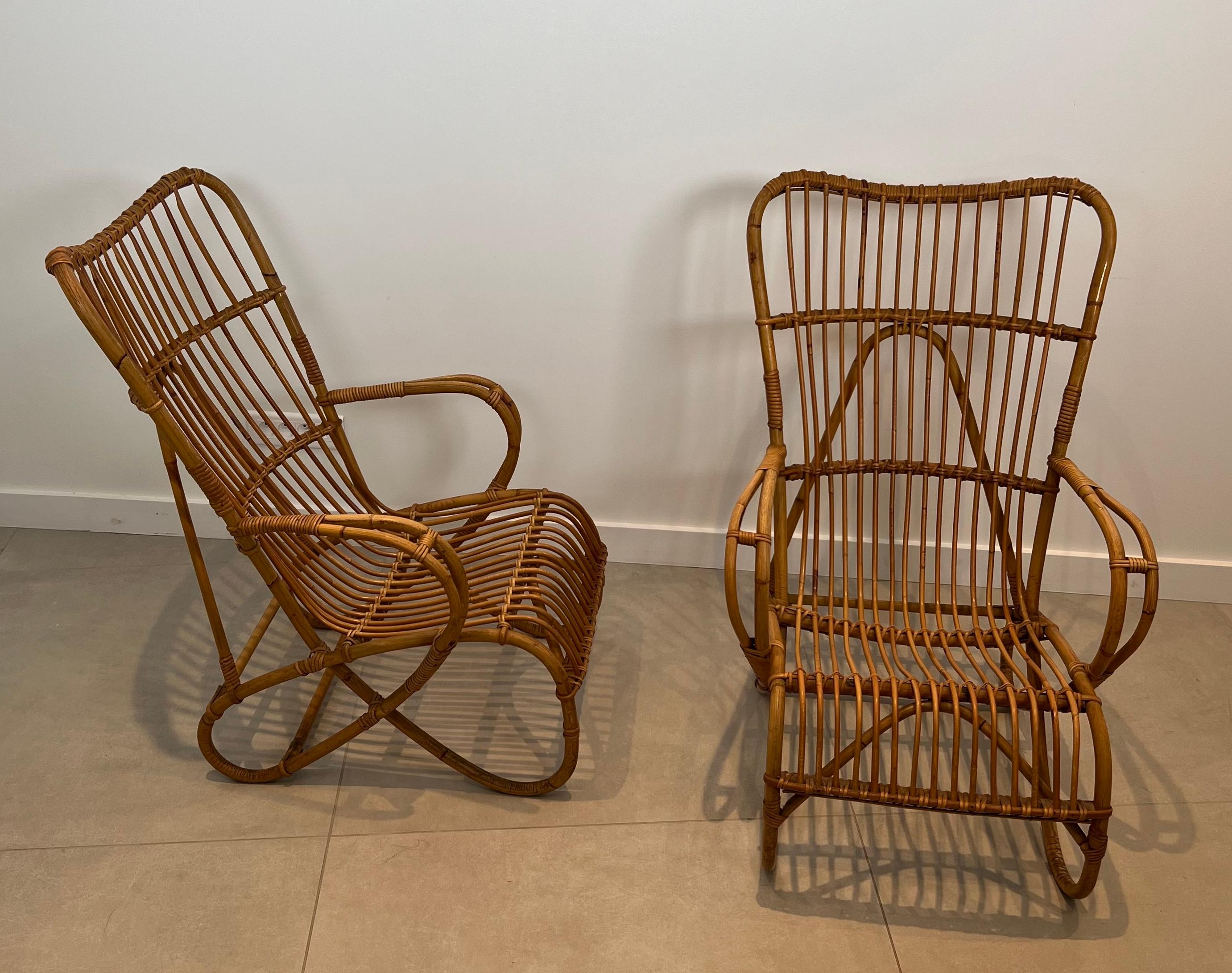 Paire de fauteuils hauts en rotin Design/One en vente 12