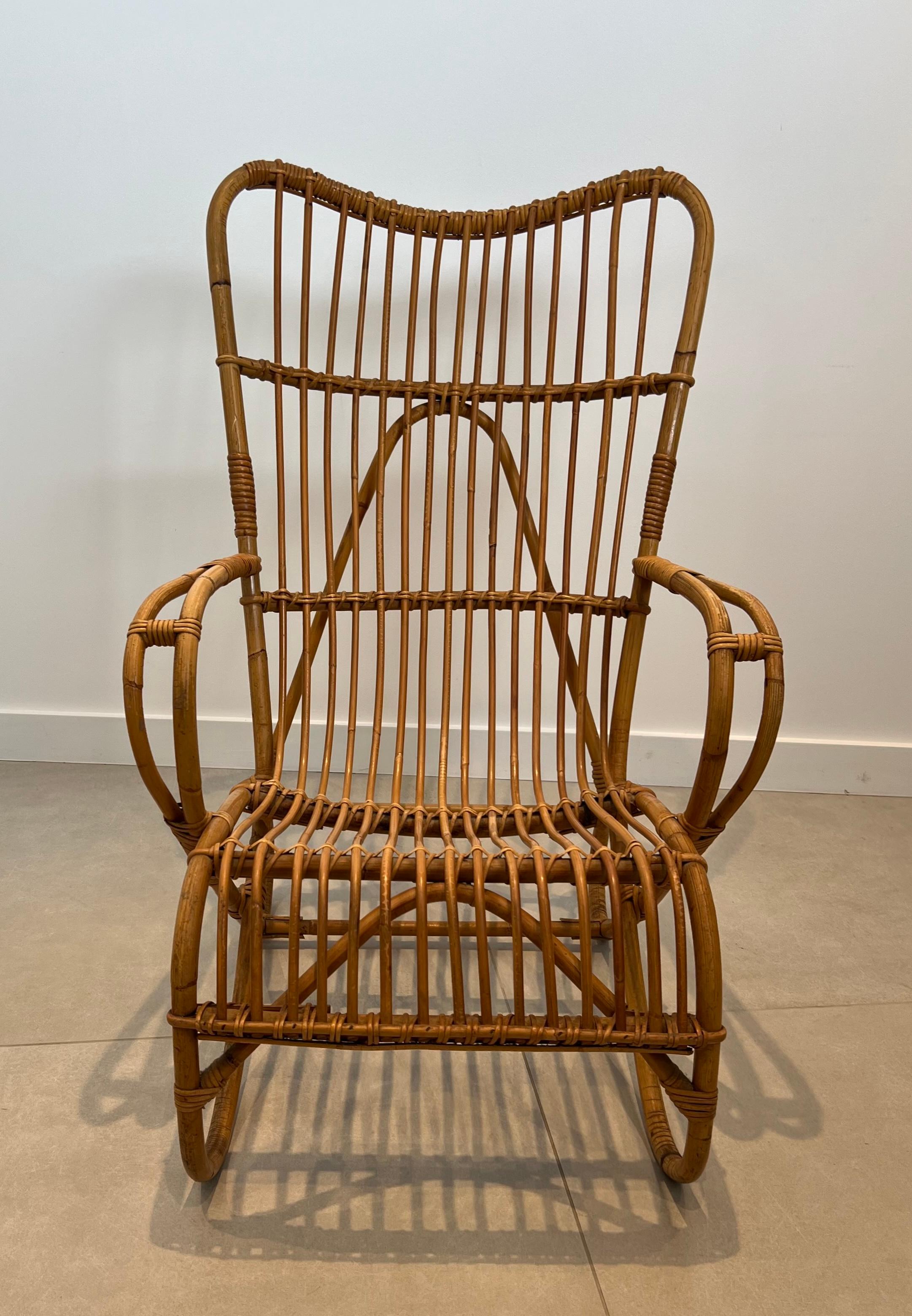 Paire de fauteuils hauts en rotin Design/One Bon état - En vente à Marcq-en-Barœul, Hauts-de-France