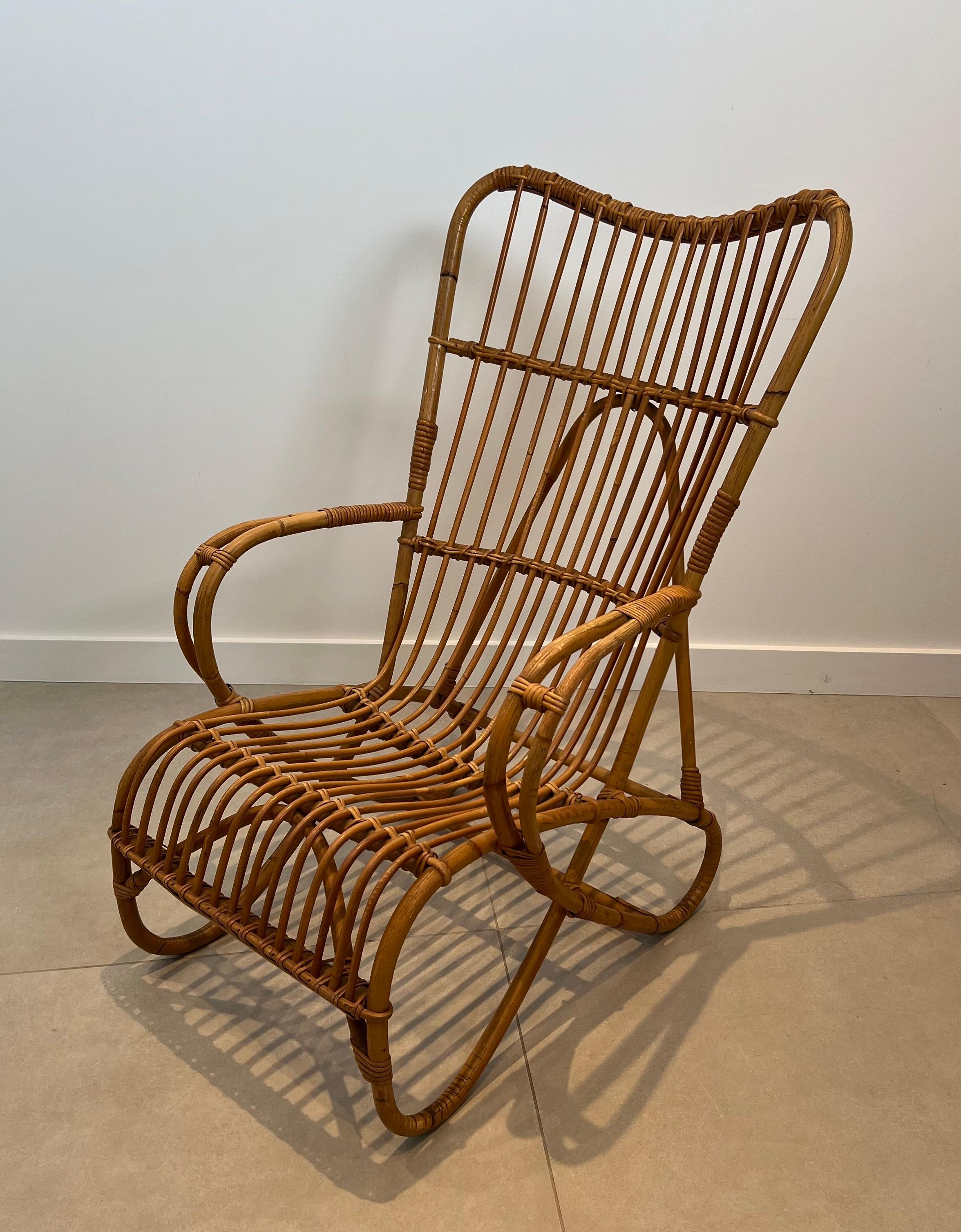 Rotin Paire de fauteuils hauts en rotin Design/One en vente