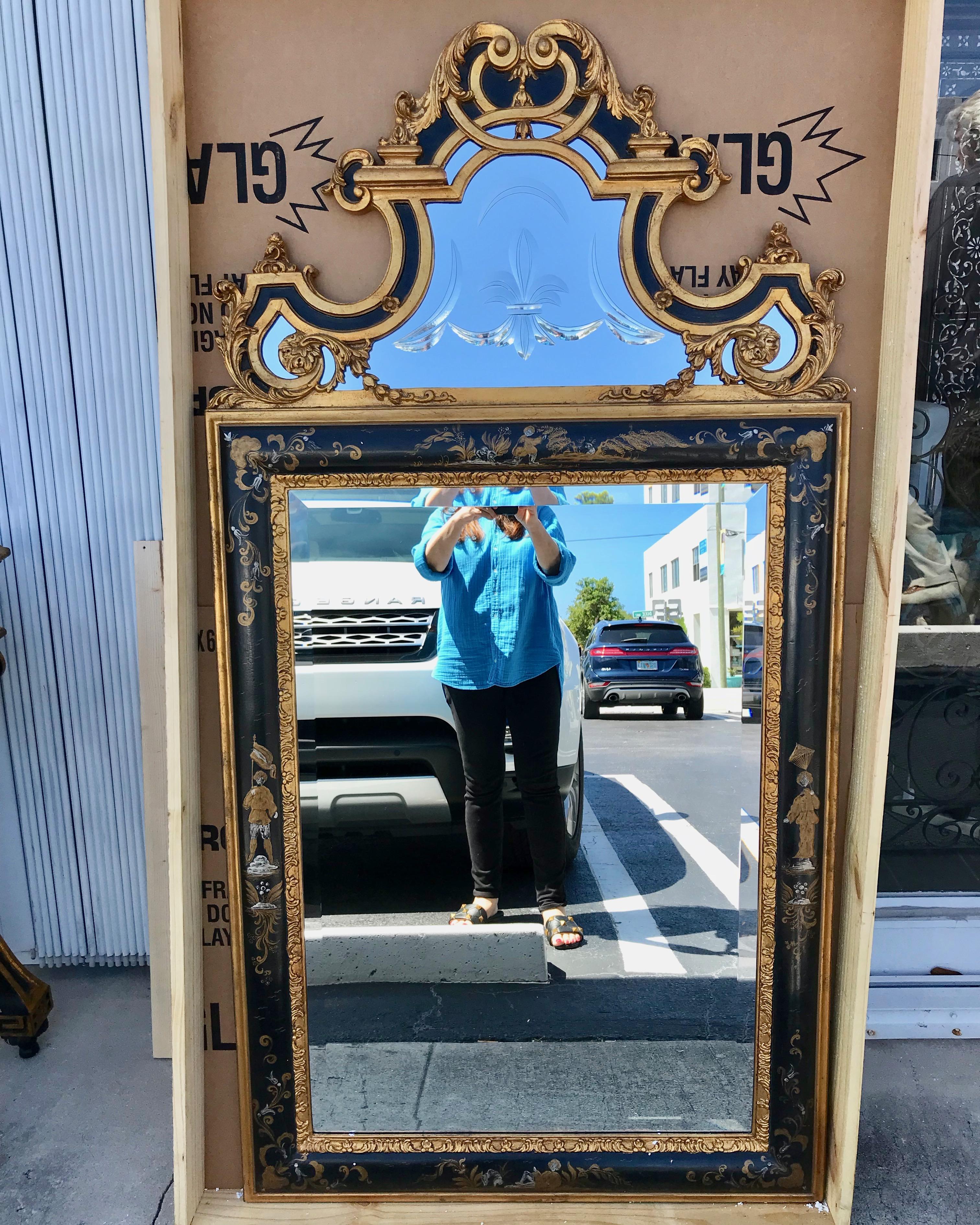 Pair of Tall Designer Chinoiserie Mirrors For Sale 9
