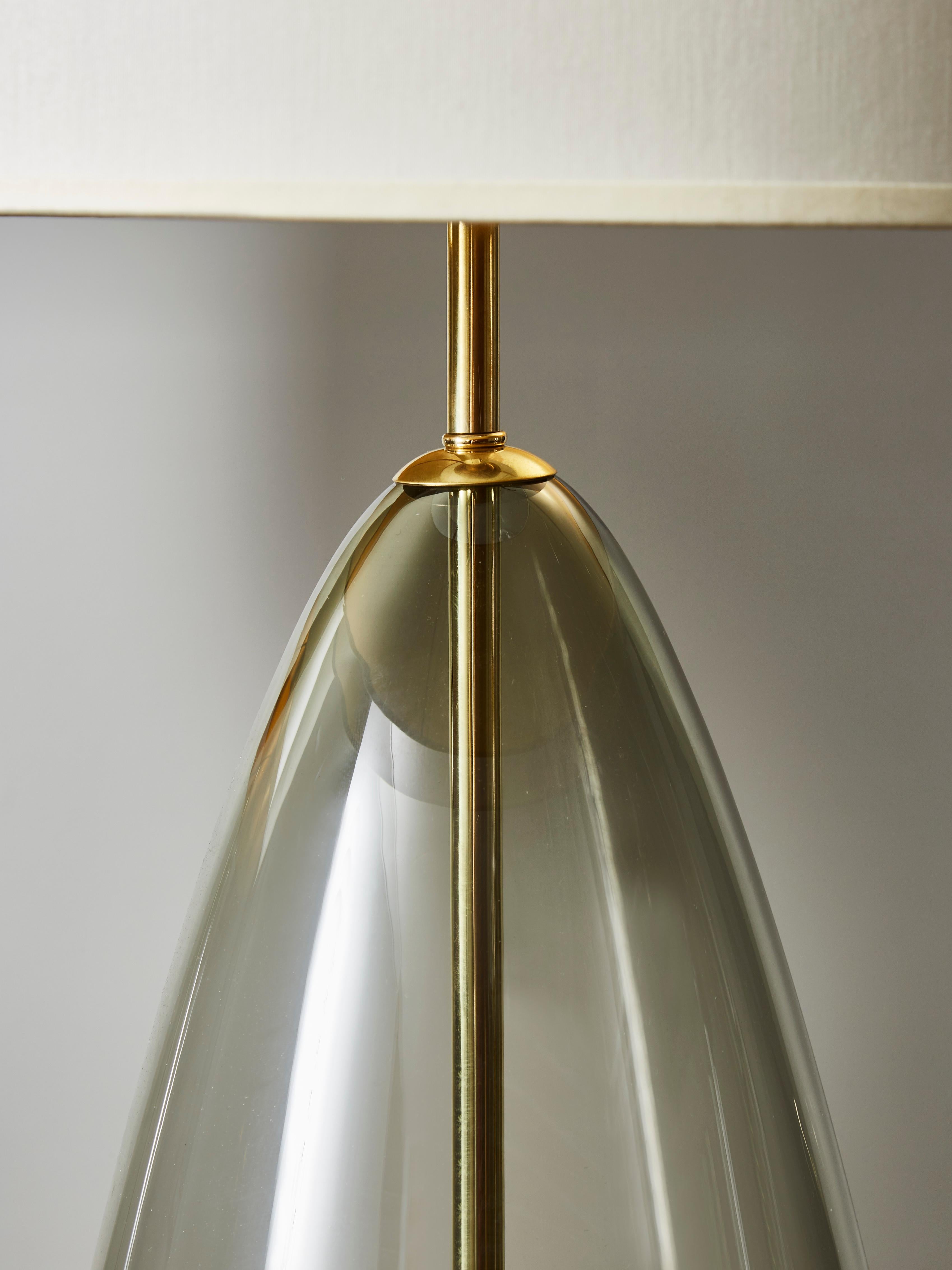 Italian Pair of Tall Drop Shaped Murano Glass Table Lamps