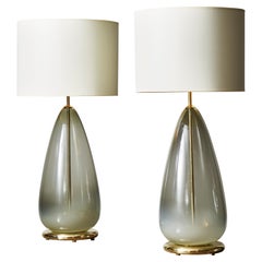 Pair of Tall Drop Shaped Murano Glass Table Lamps