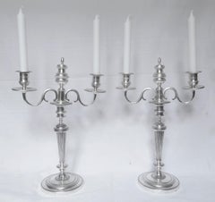 Pair of Tall Empire silver plate Candelabras by JG Galle - early 19th century