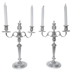 Pair of Tall Empire silver plate Candelabras by JG Galle - early 19th century