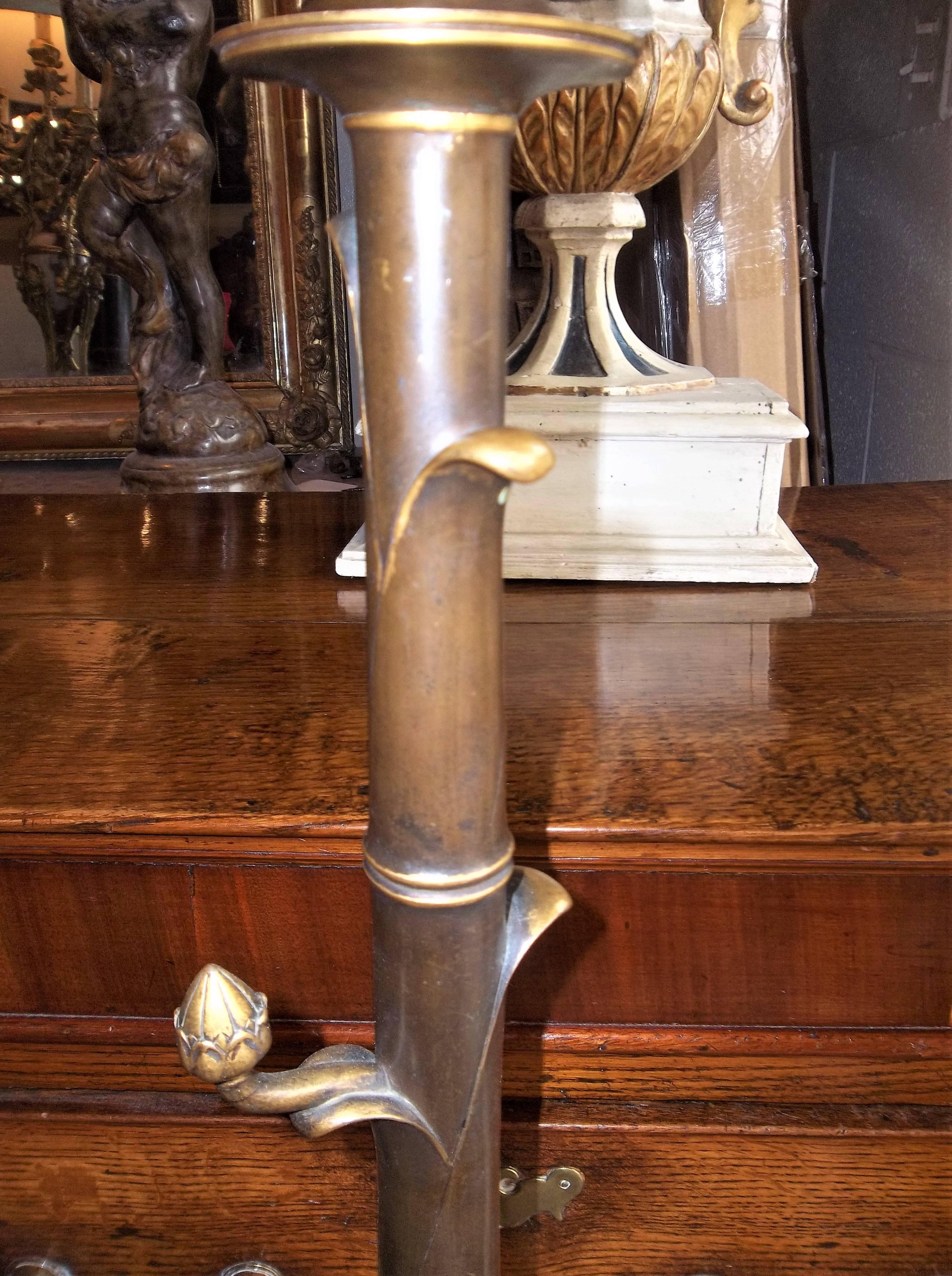 Pair of Tall Empire Style Bronze and Burnished Bronze Torchieres 5