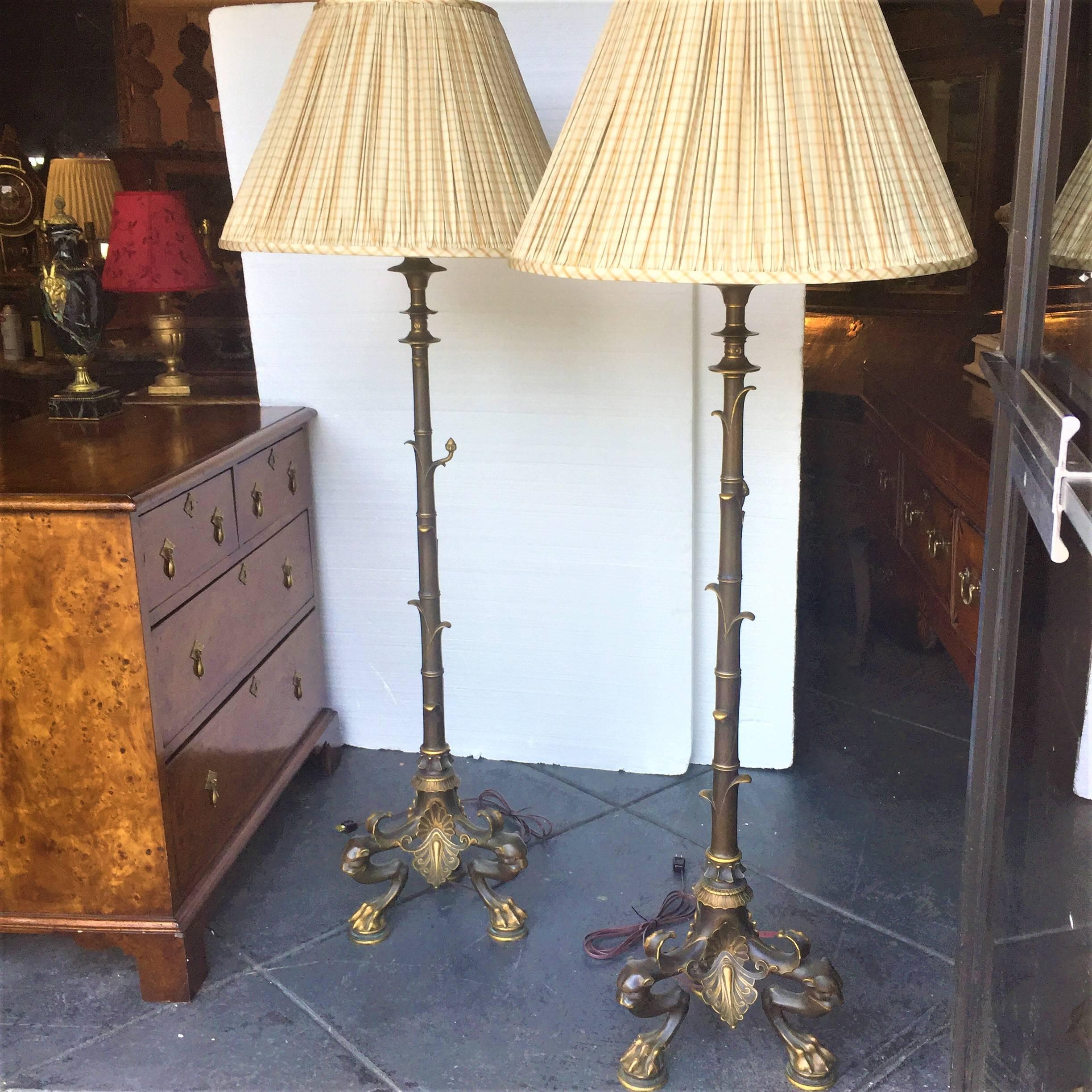 Pair of Tall Empire Style Bronze and Burnished Bronze Torchieres 10