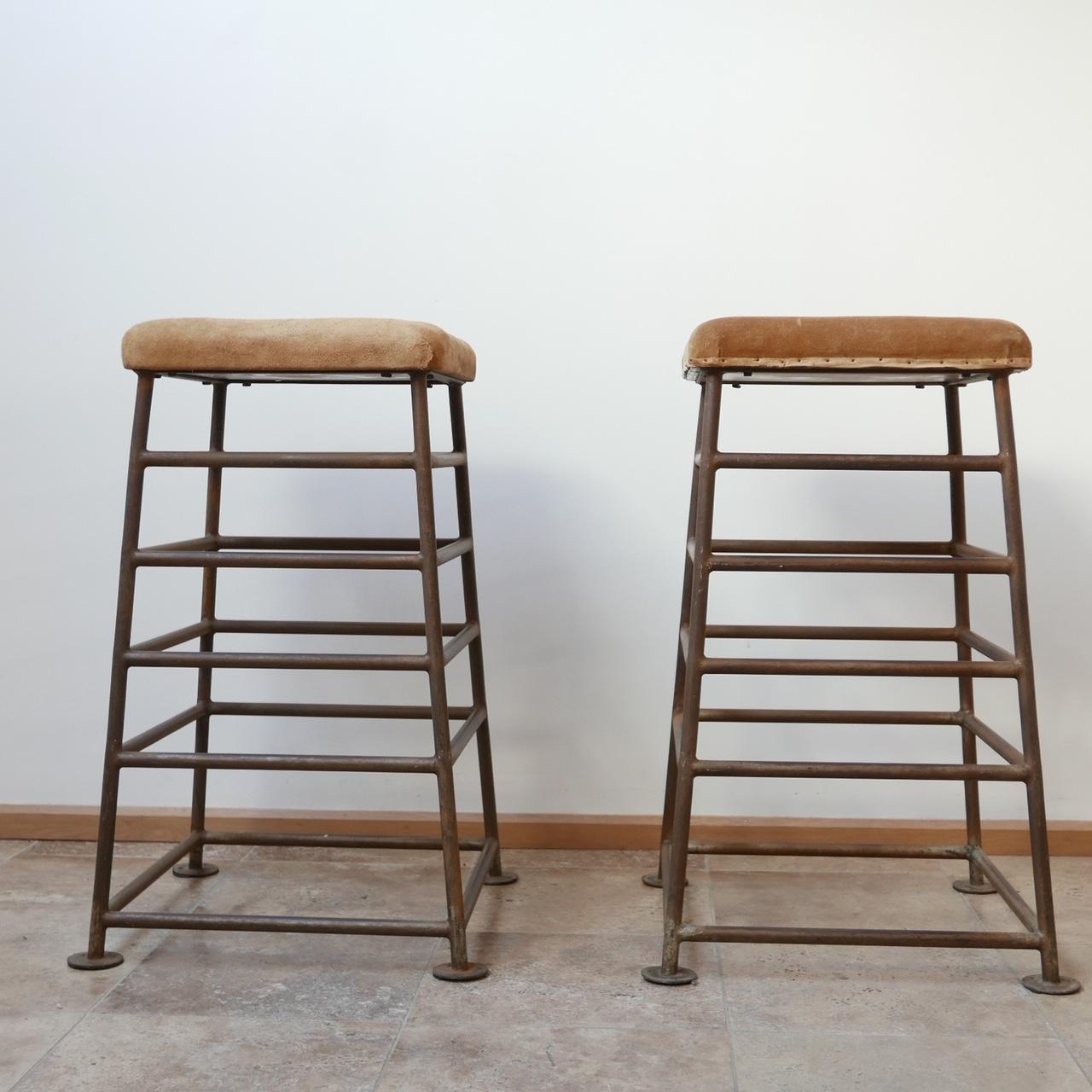 Pair of Tall English Gym Bench Stools 2