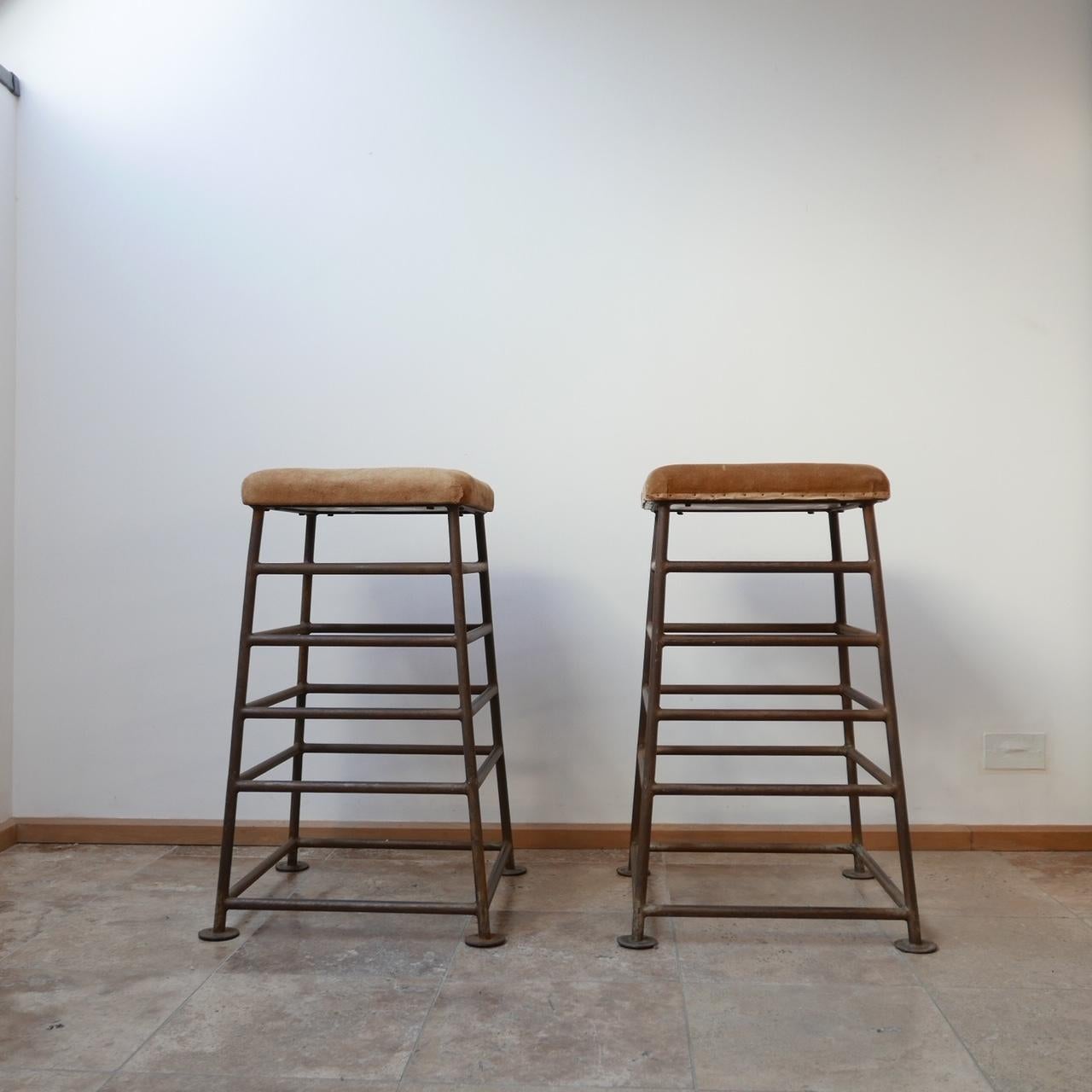Pair of Tall English Gym Bench Stools 3