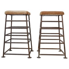 Pair of Tall English Gym Bench Stools
