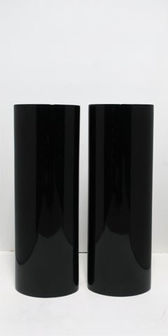 Paire de vases noirs de style organique moderne européen des années 90