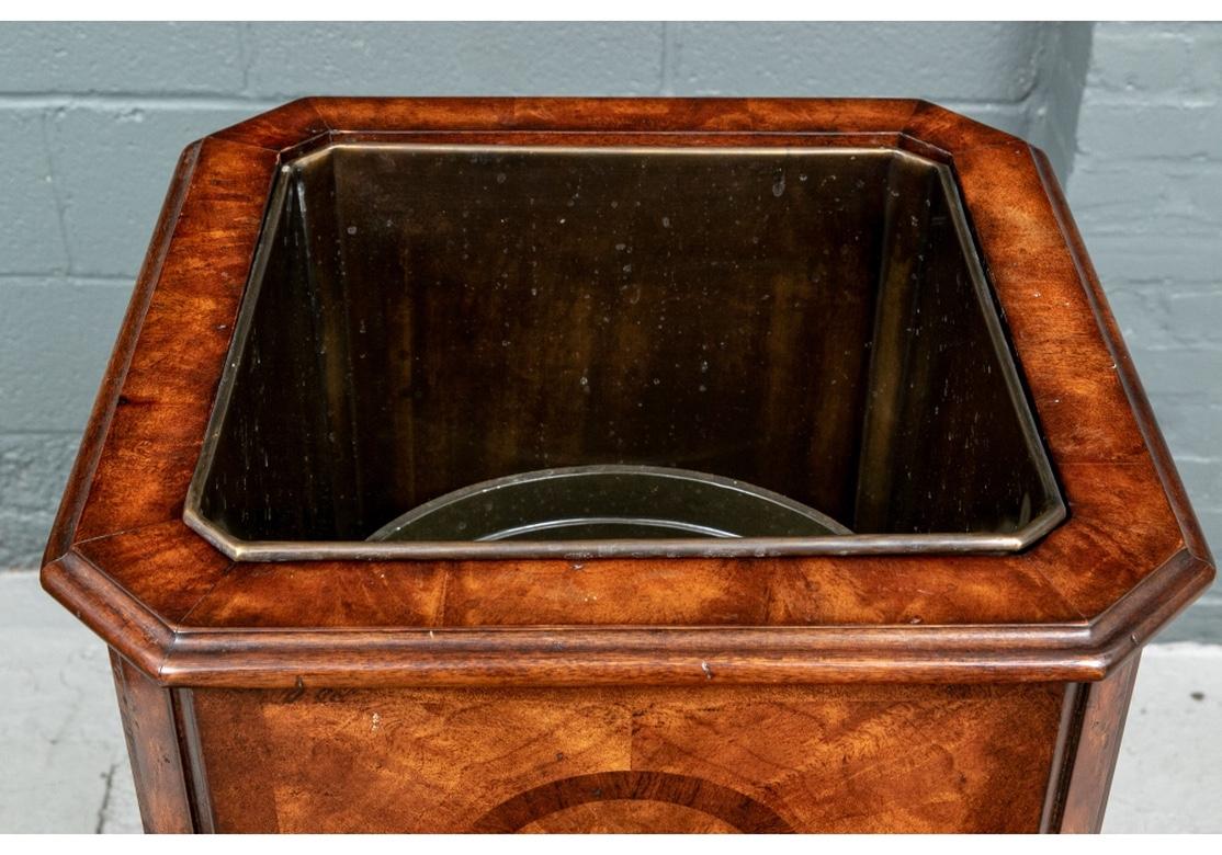 Pair of Tall Figured Mahogany Planters on Stands 5