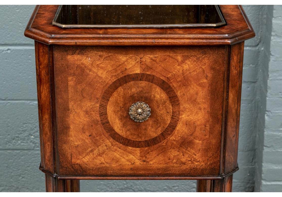 20th Century Pair of Tall Figured Mahogany Planters on Stands