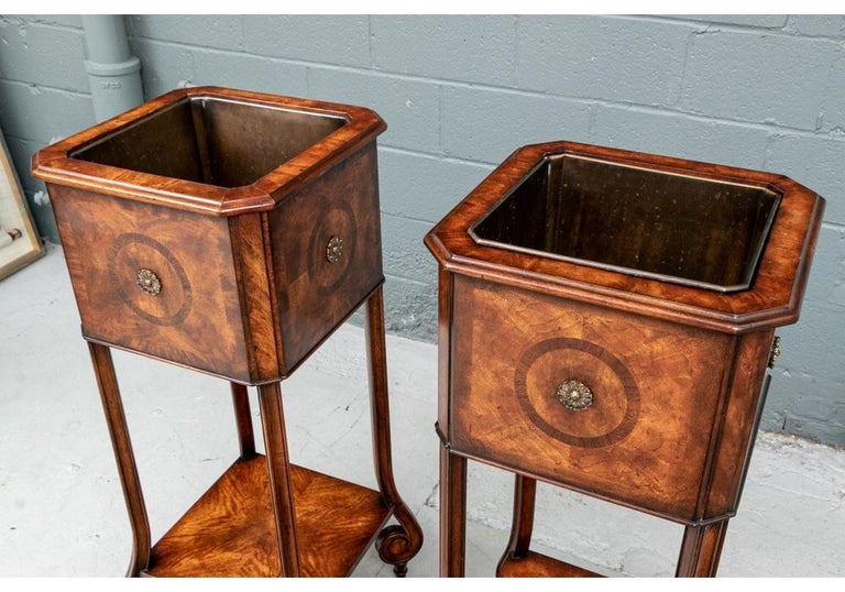 Pair of Tall Figured Mahogany Planters on Stands For Sale 2