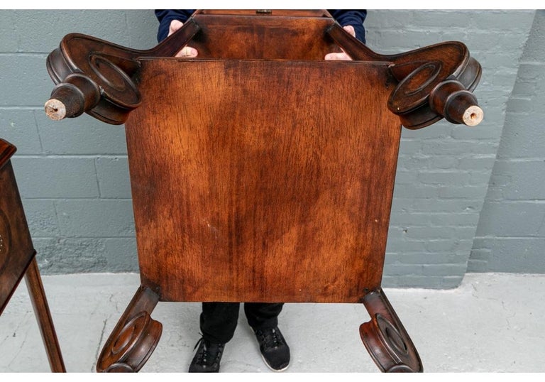 Pair of Tall Figured Mahogany Planters on Stands For Sale 3