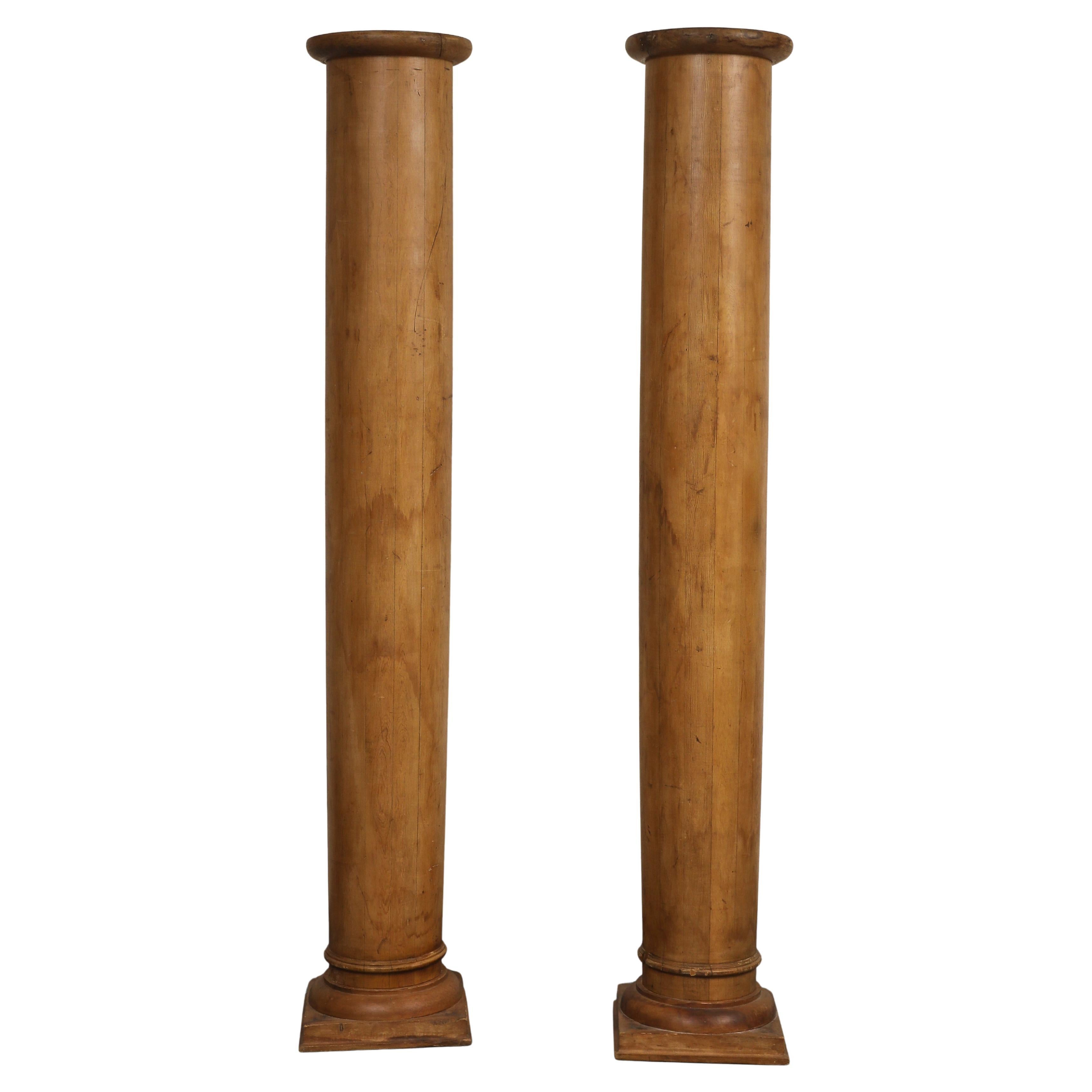 Pair of Tall Fluted Decorative Wood Columns, c. 1930