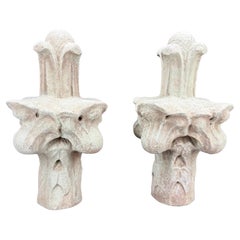Paire de Topiaires de Jardin en Béton Français Fragments Finitions