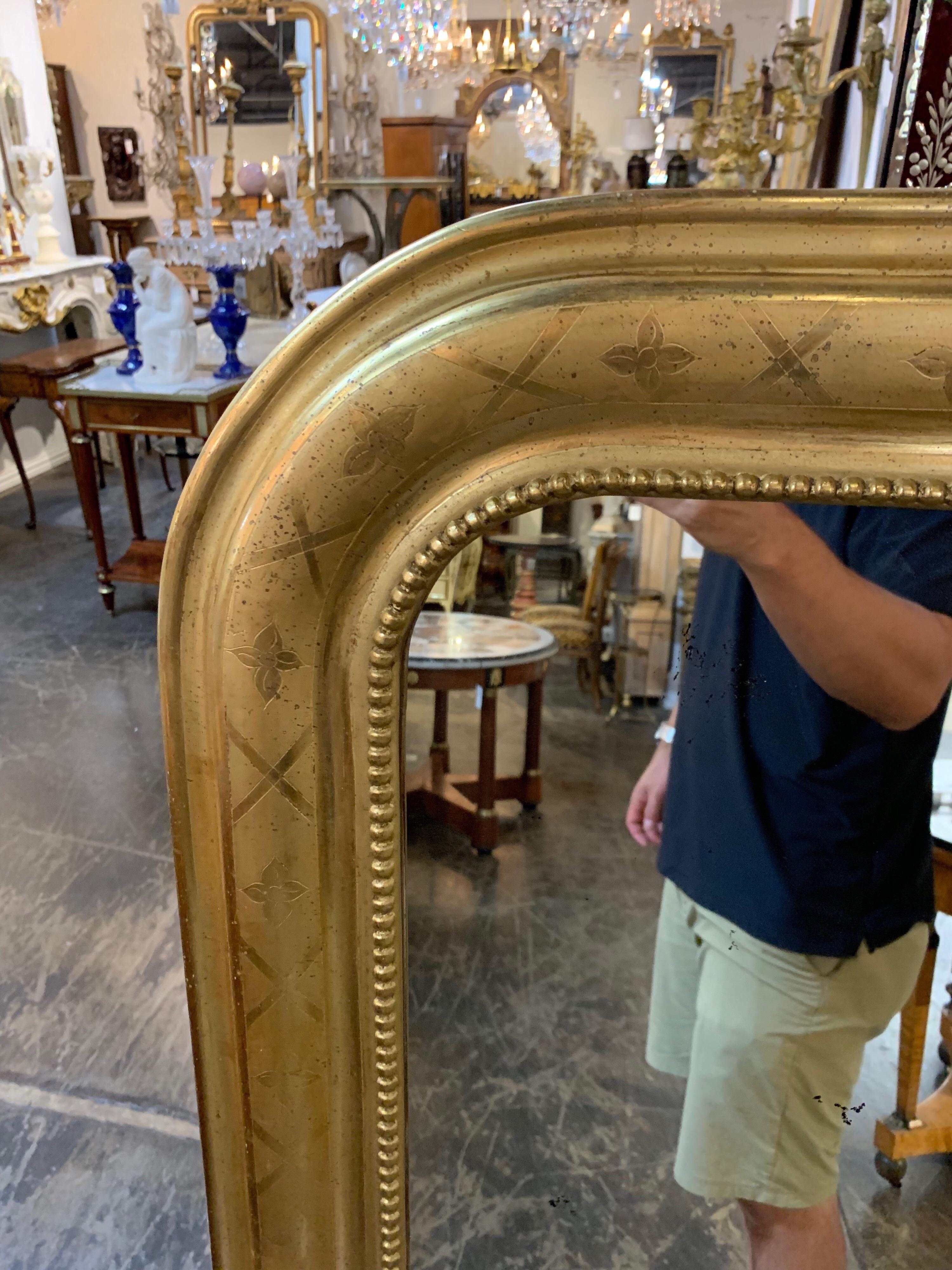 Gilt Pair of Tall French Louis Philippe Gold Gilded Mirrors