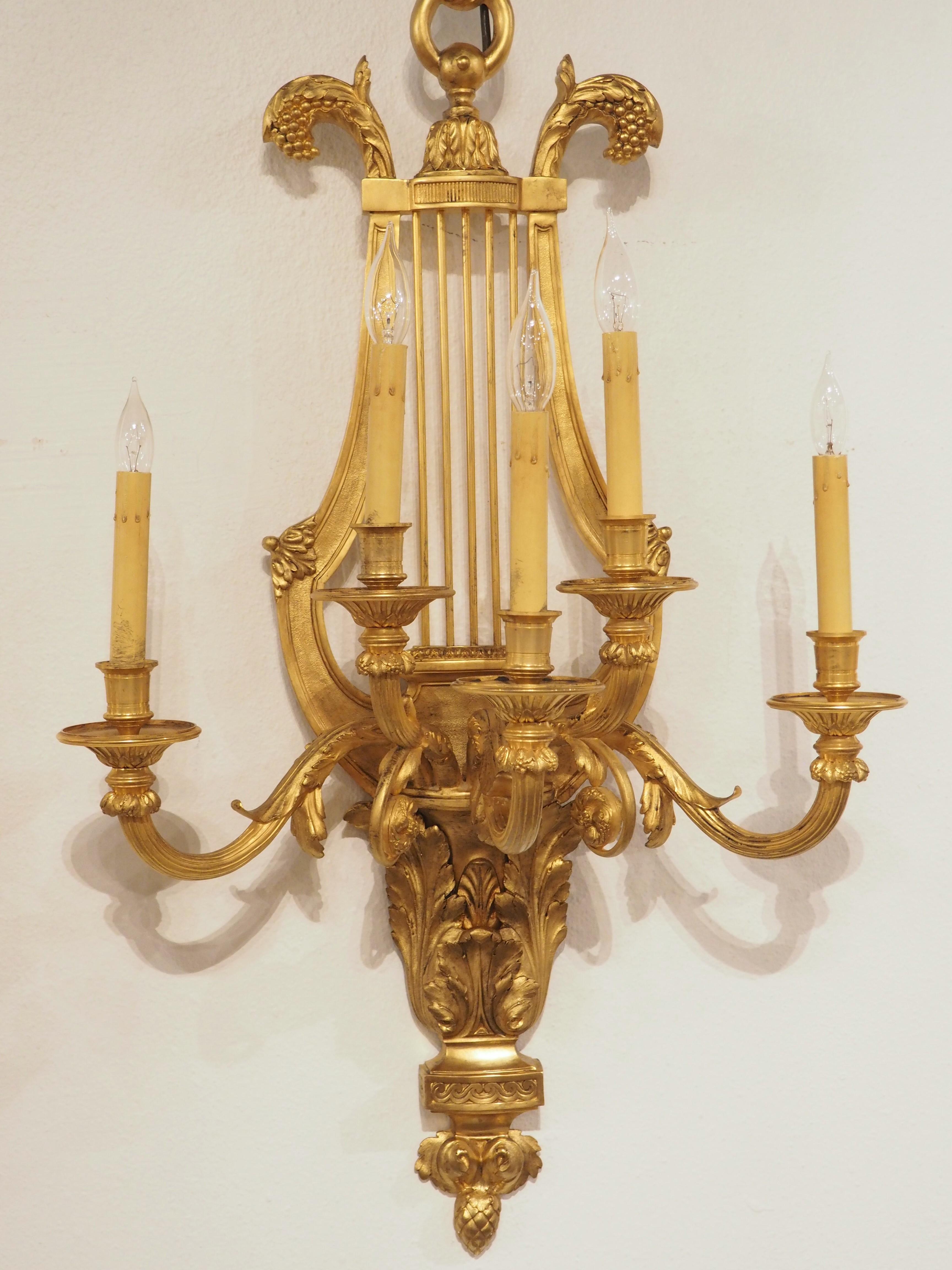 Pair of Tall French Louis XVI Style Gilt Bronze Sconces, C. 1880 For Sale 15