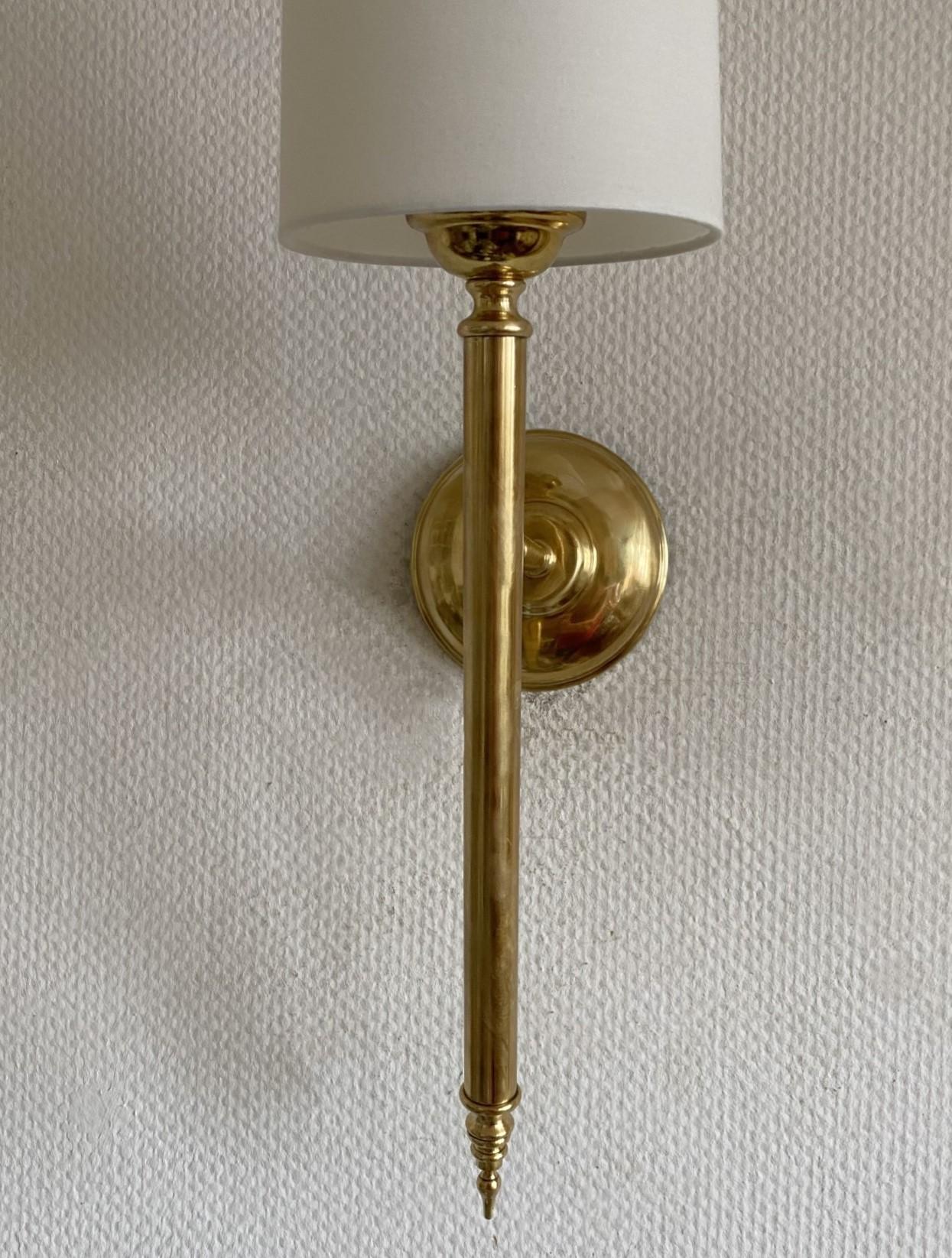Pair of Maison Jansen Brass Wall Sconces Lights, France, 1950s In Good Condition For Sale In Frankfurt am Main, DE