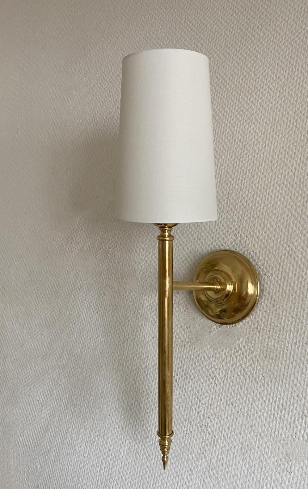 Pair of Maison Jansen Brass Wall Sconces Lights, France, 1950s For Sale 2