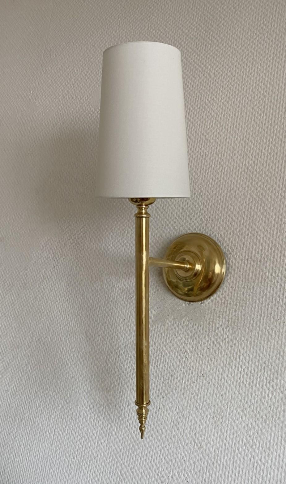 Pair of Maison Jansen Brass Wall Sconces Lights, France, 1950s For Sale 3