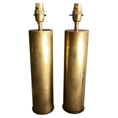 Pair of Tall French Midcentury Brass Table Lamps