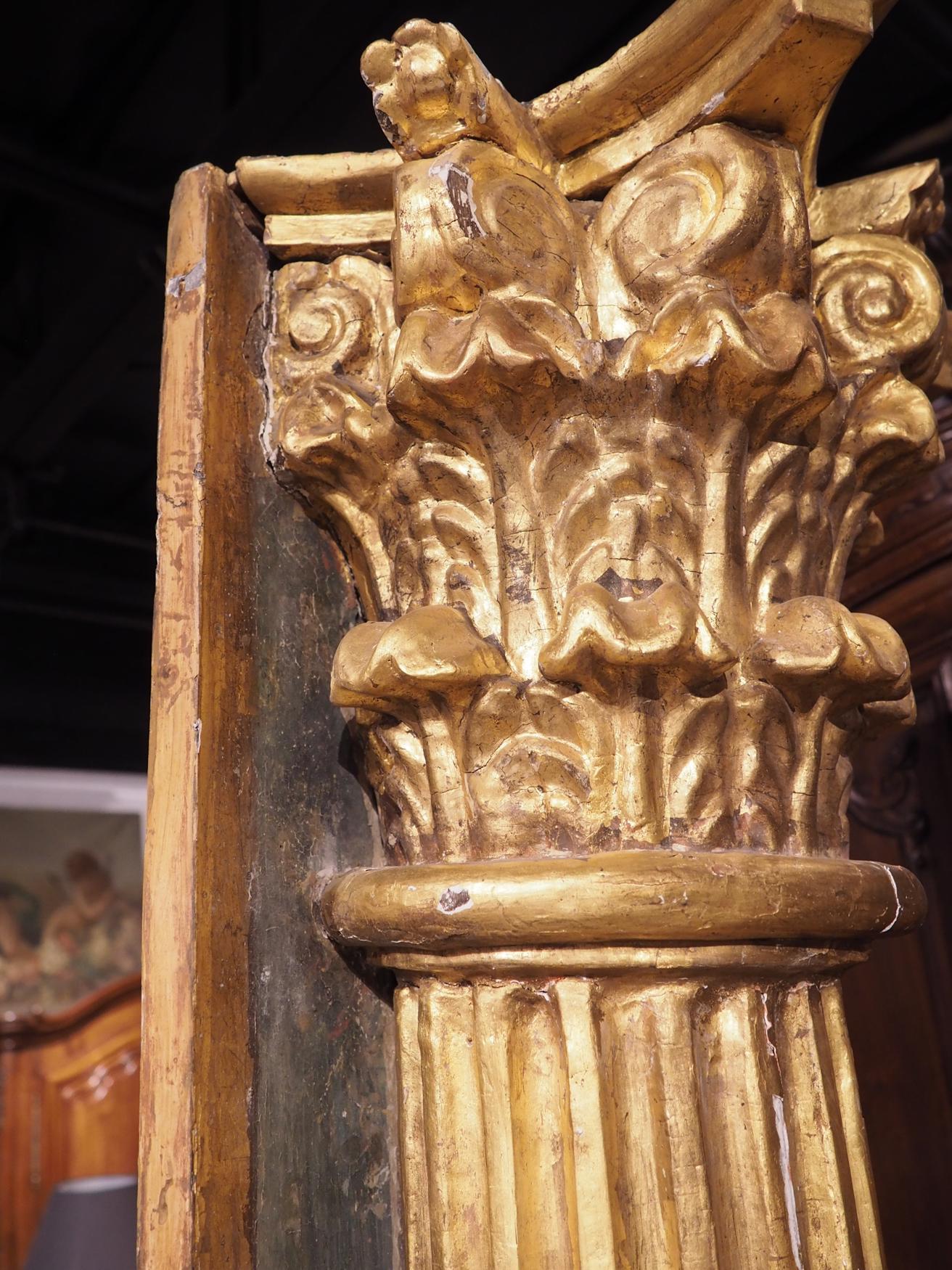 Pair of Tall French Neoclassical Giltwood Columns, Circa 1810 5