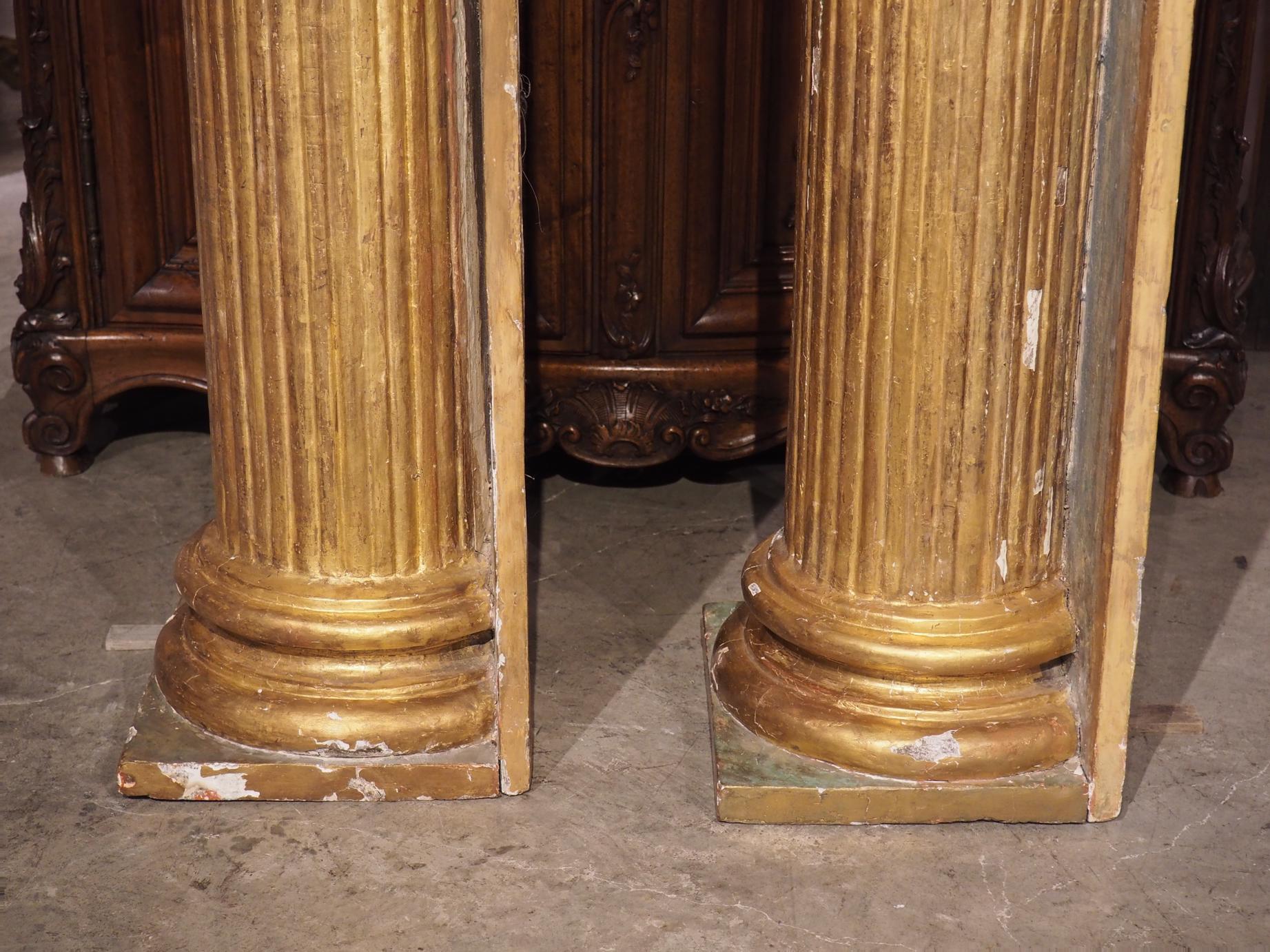 Pair of Tall French Neoclassical Giltwood Columns, Circa 1810 13