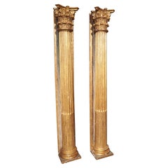 Pair of Tall French Neoclassical Giltwood Columns, Circa 1810
