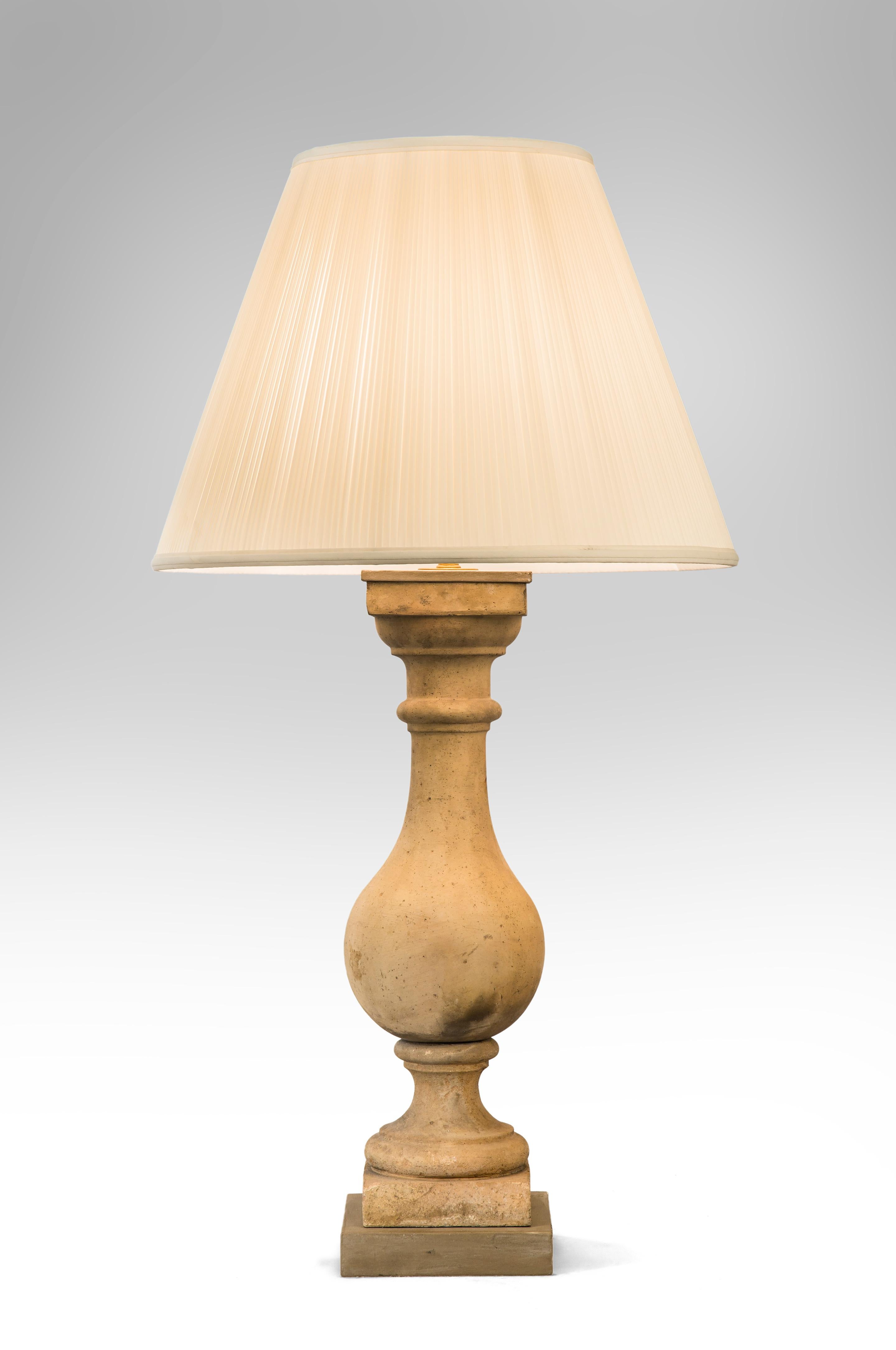 Pair of Tall French Neoclassical Terracotta Baluster Lamps In Good Condition In New York, NY