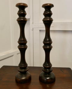 Pair of Tall French Turned Wooden Wig Stands, Shop Display Hats