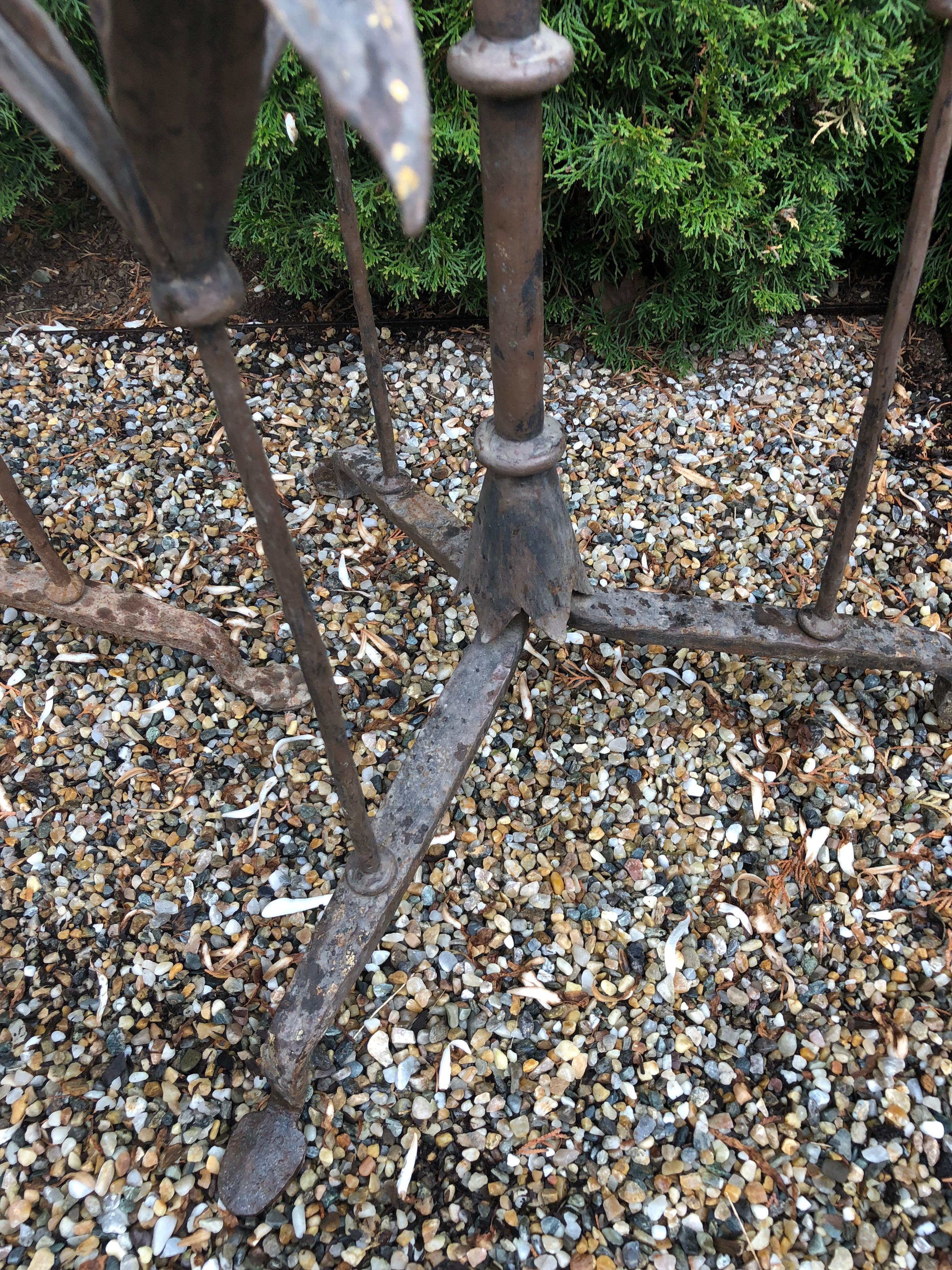 Pair of Tall French Wrought Iron Candelabra with Leaf Motif For Sale 9