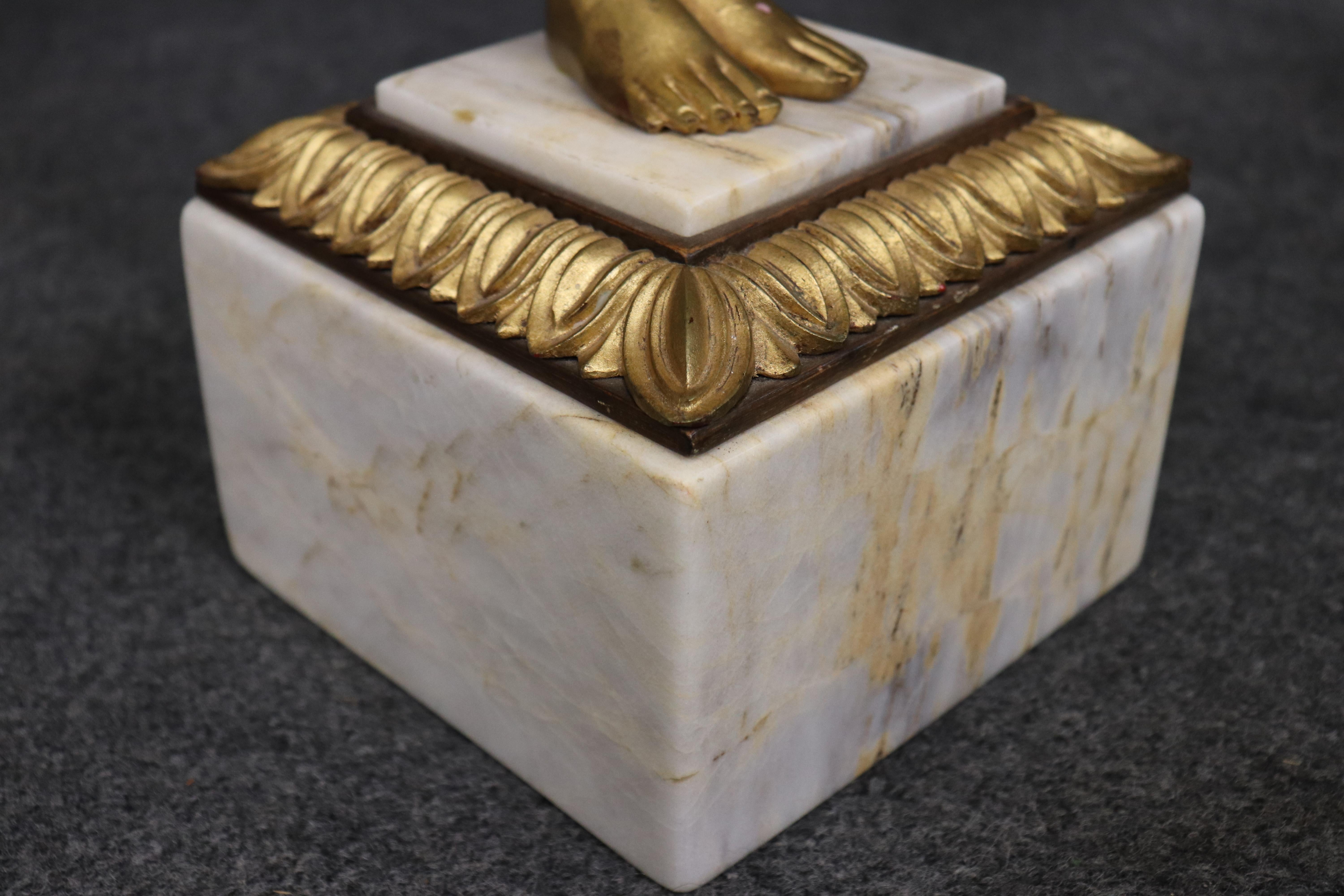 Pair of Tall Gilded Figural Marble Top Neoclassical French End Tables For Sale 9