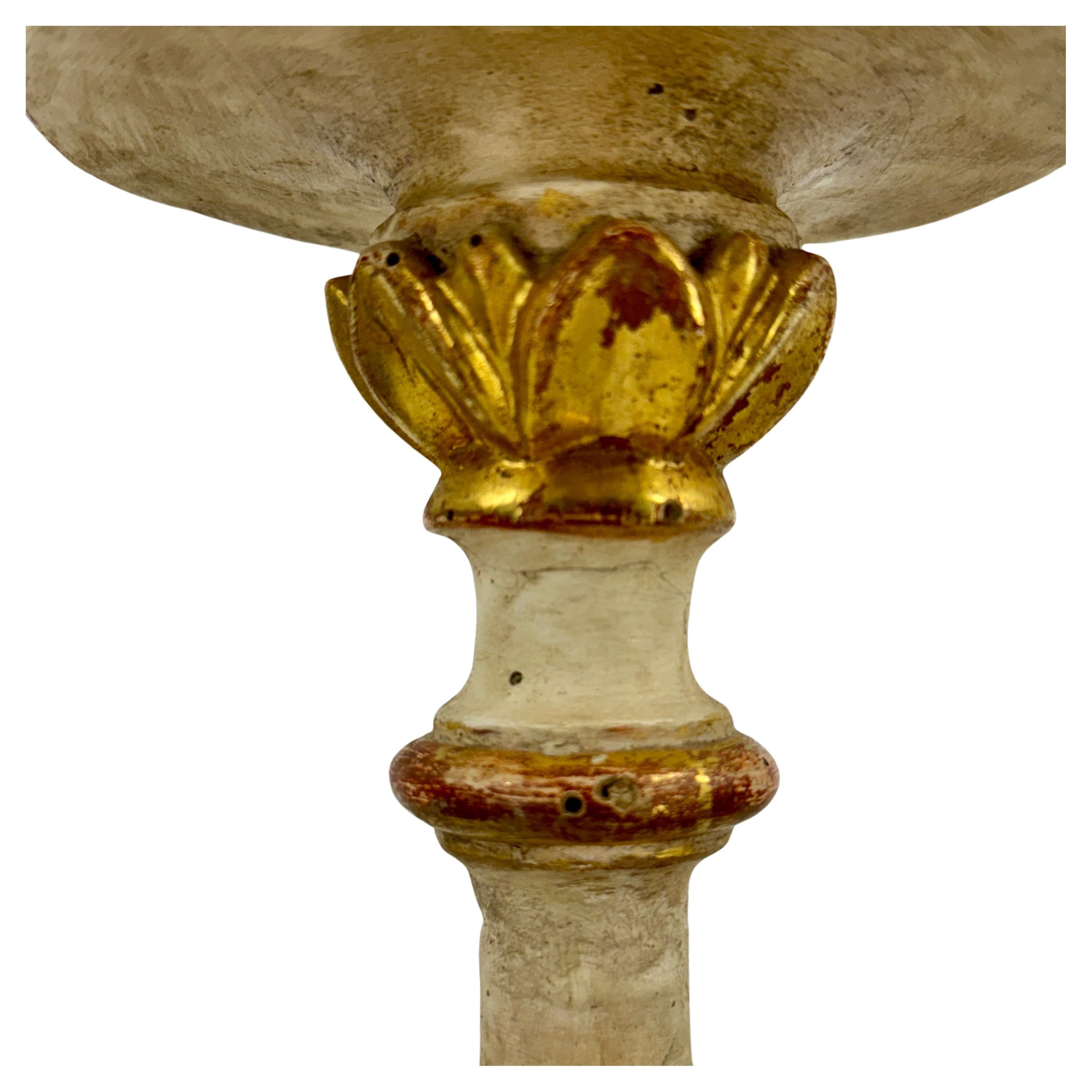 Pair of Tall Gilded Italian Pricket Alter Candlesticks With Original Paint For Sale 10
