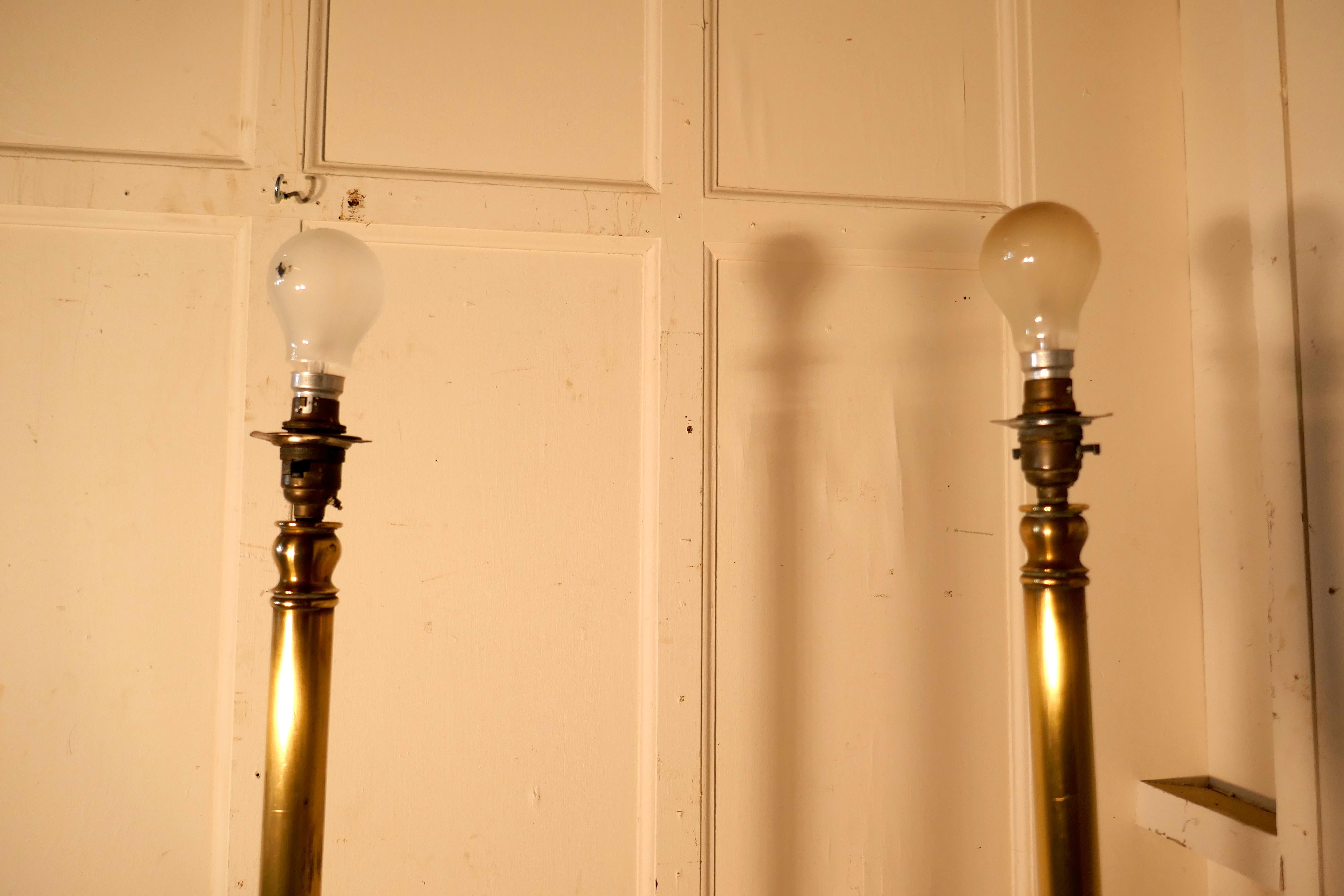 Pair of Tall Heavy Floor Lamps, Brass Arts & Crafts Standard Lamps (Arts and Crafts)