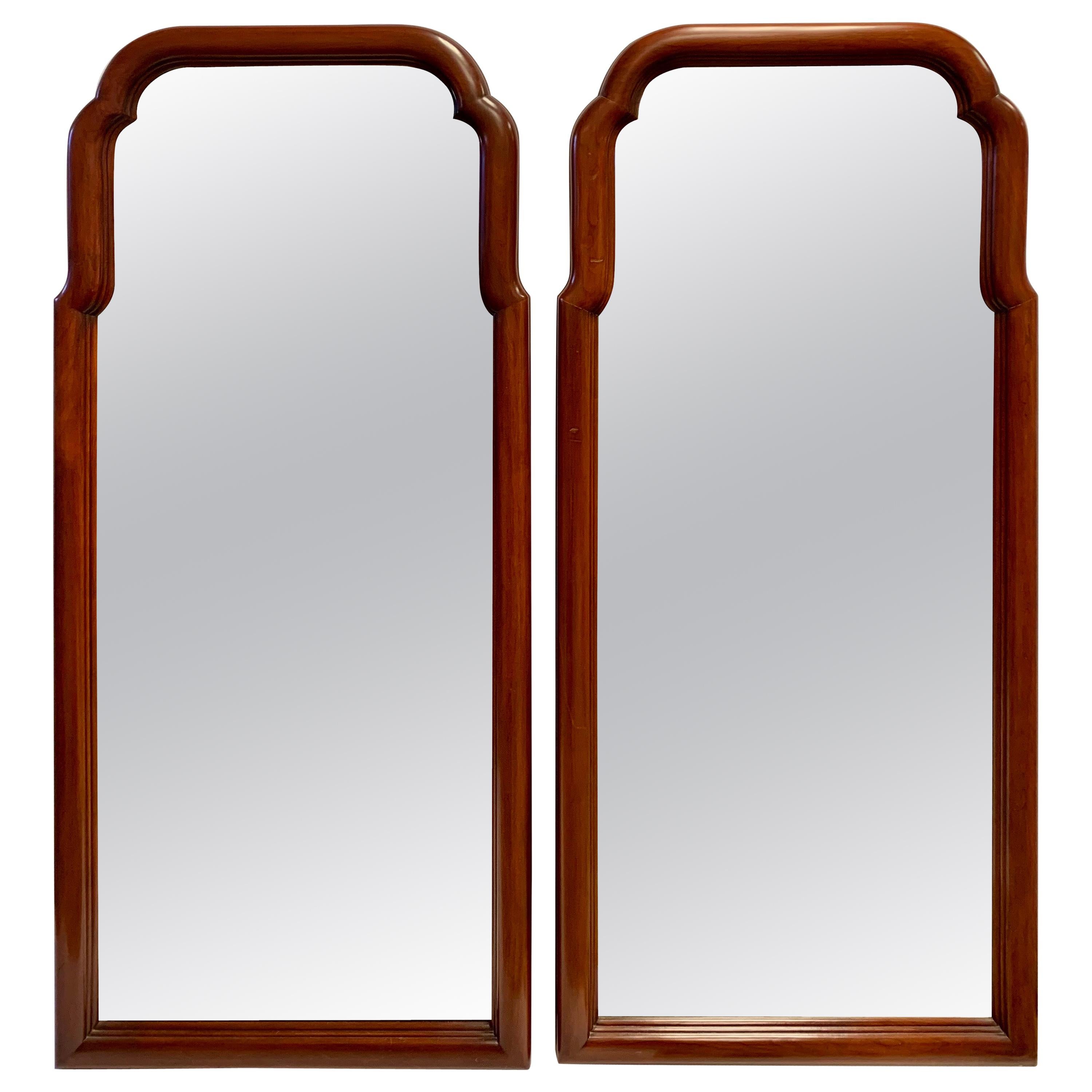Pair of Tall Henkel Harris Dark Cherrywood Mirrors